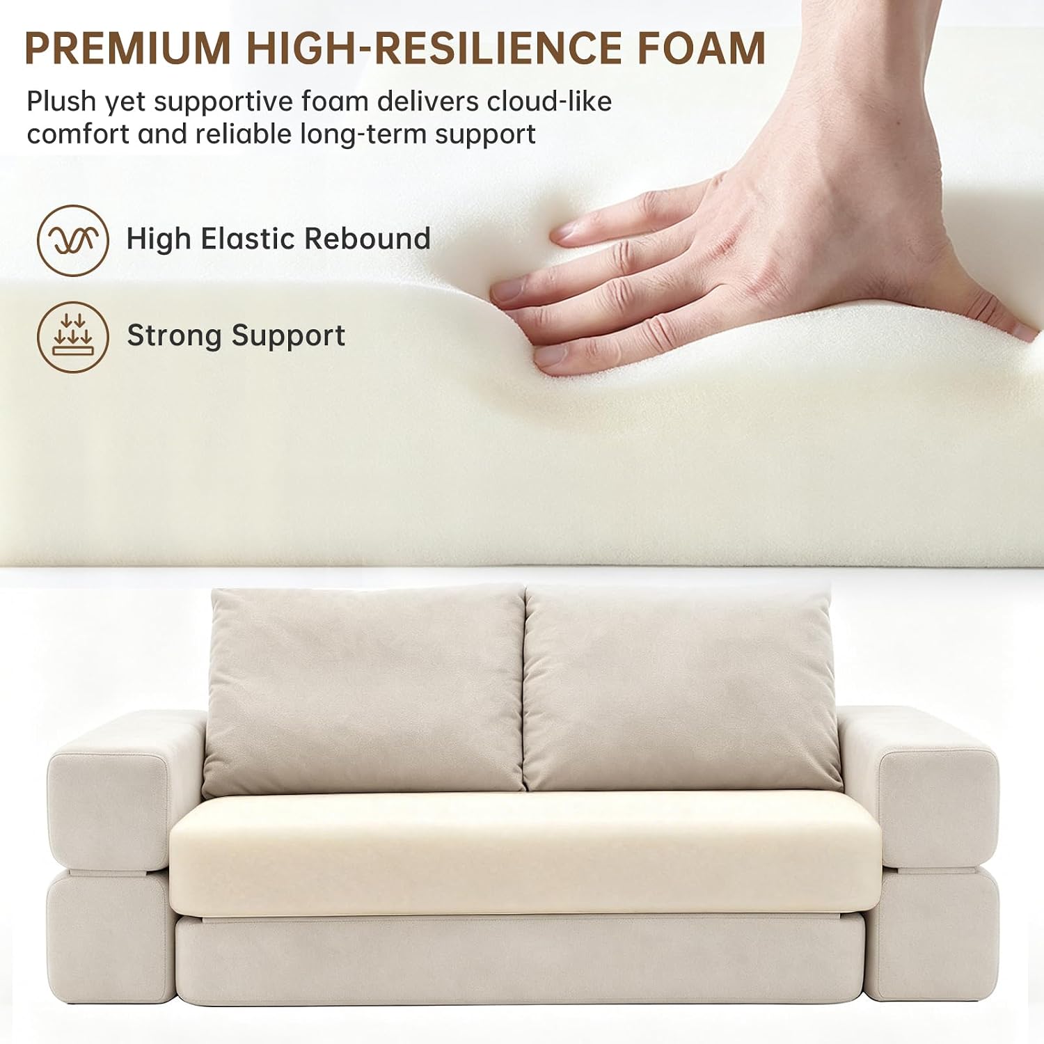 Detalle de Dailyhome DHSOFA-0239-BEIGE-NEW-CA Convertible Corduroy Sofa Bed, Beige