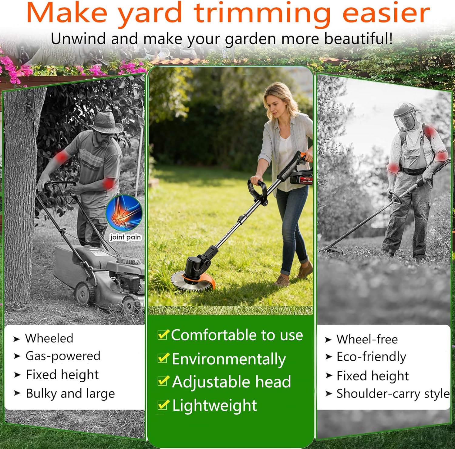 Thumbnail 5 de 21V Cordless Strimmer with 4-in-1 Attachments and 90° Head