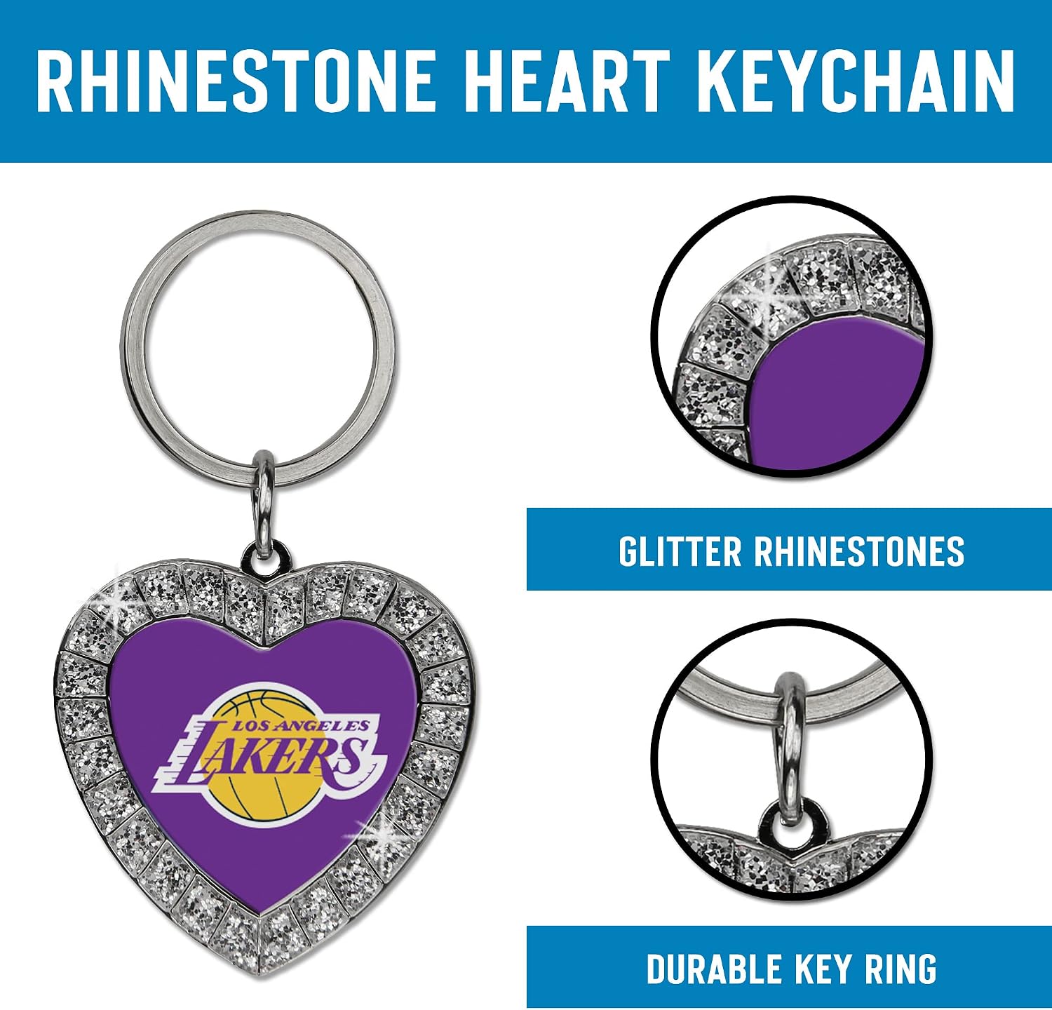 Detalle de NCAA Team Color Rhinestone Heart Keychain - Great Accessory