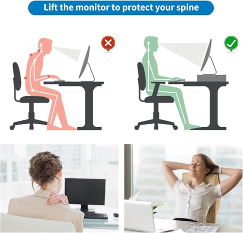 Detalle 2 de Pygocereri Desk Organisers and Accessories: 2-Tier Metal Monitor Stand Riser (Black)