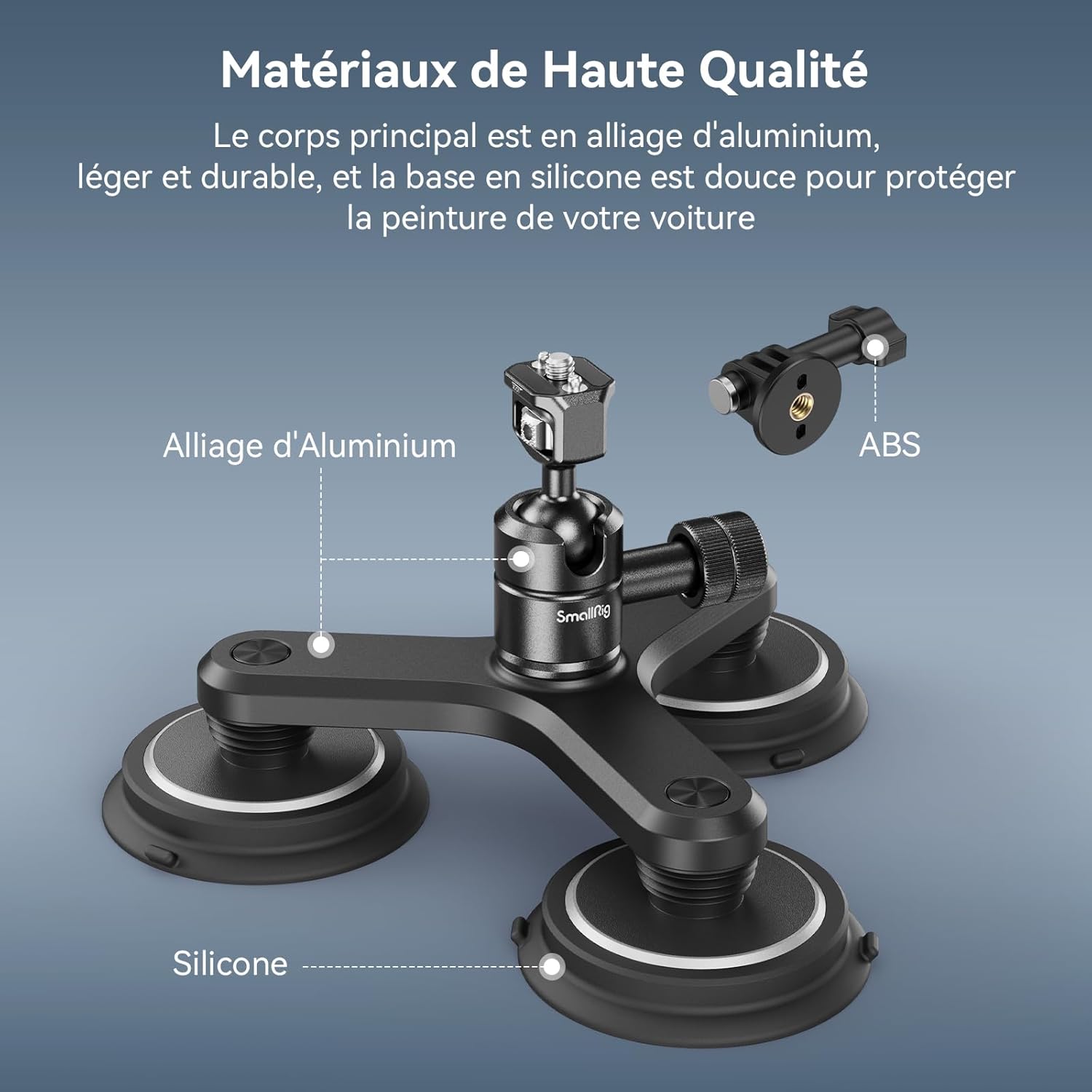 Thumbnail 2 de SMALLRIG 2-en-1 ventouse et aimant Triple Suction Cup Mount 4468 pour caméras d’action