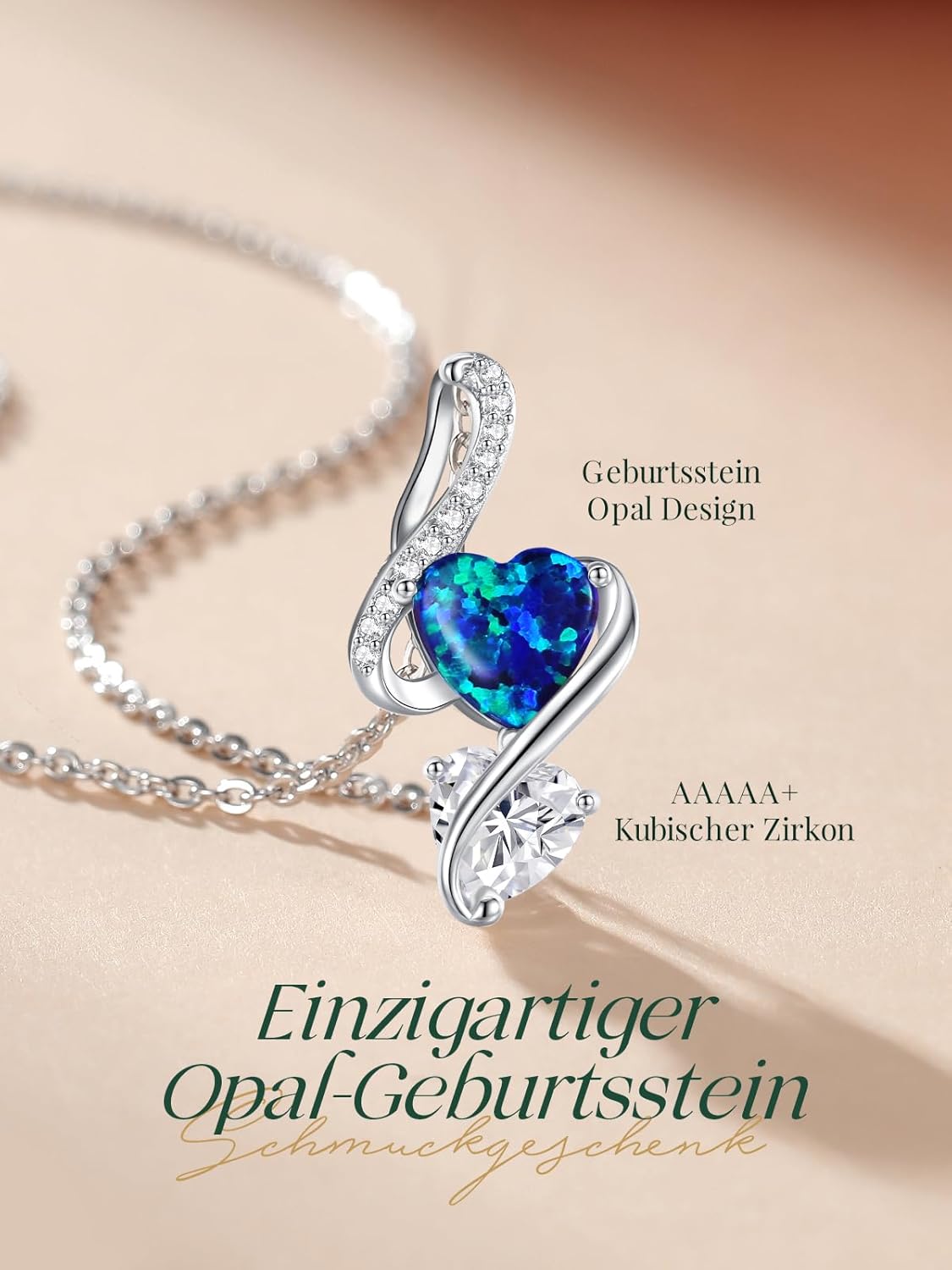 Thumbnail 2 de LOUISA SECRET Opal Doppelherz Halskette 45+5 cm