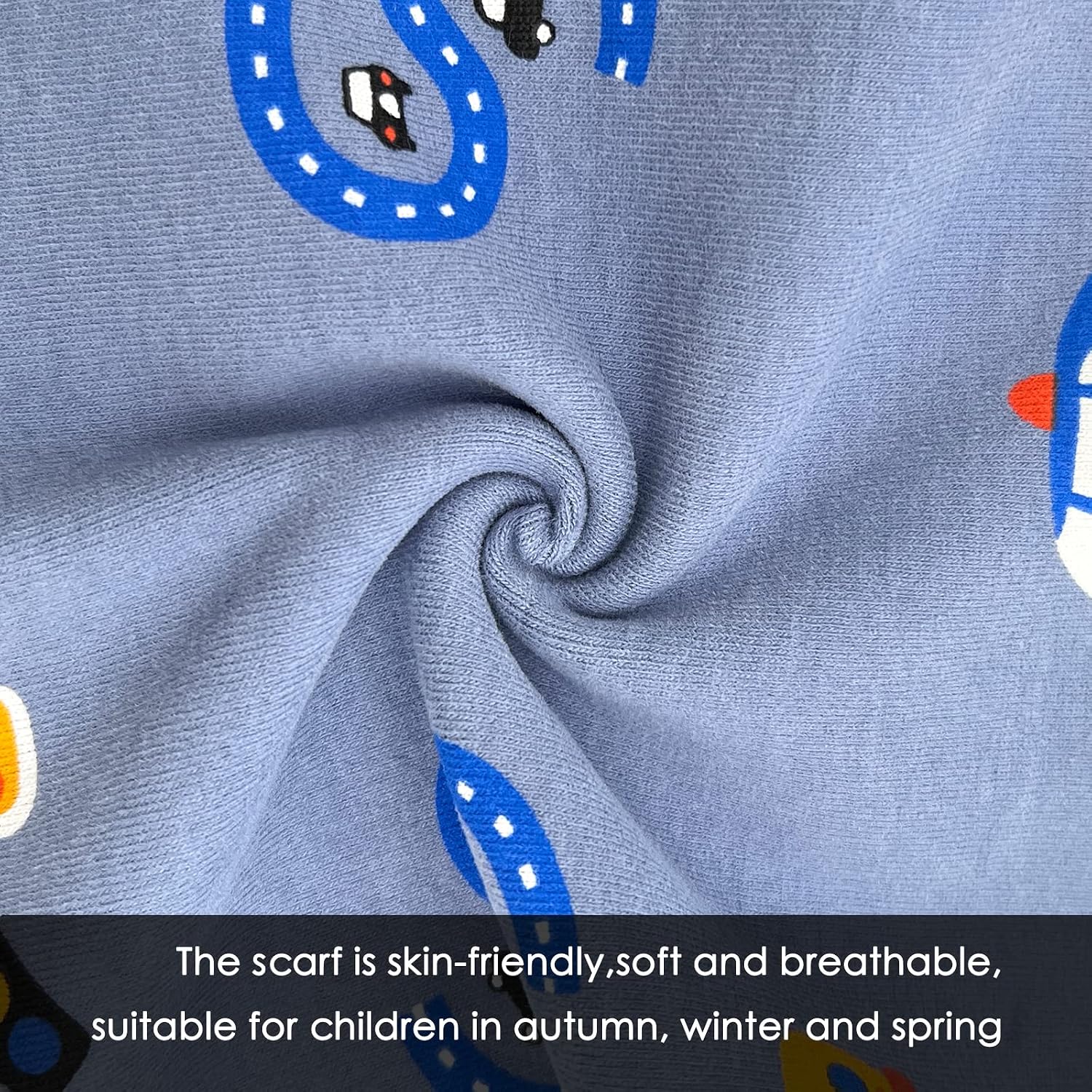 Detalle de ZYUPHY Loop Schal Kinder – Schlauchschal aus Bio-Baumwolle (95%) mit Cartoon-Design, 4er-Set