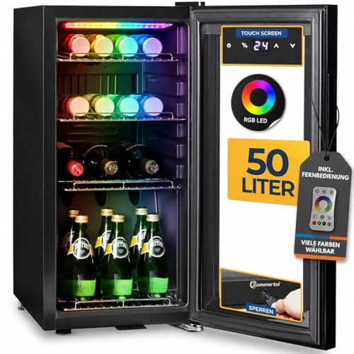 Detalle de Sommertal GK50 Getränkekühlschrank 50L – Glastür, RGB LED, Touchscreen