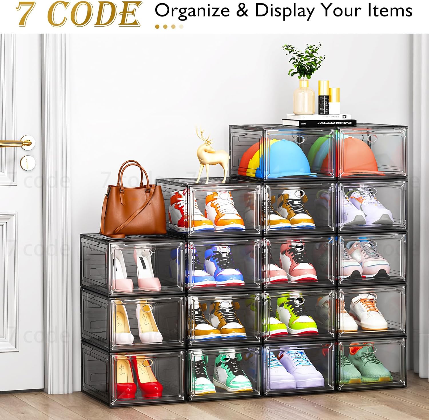 Thumbnail 4 de 7 code Thicken & Sturdy Clear Shoe Storage Organizer 6-pack