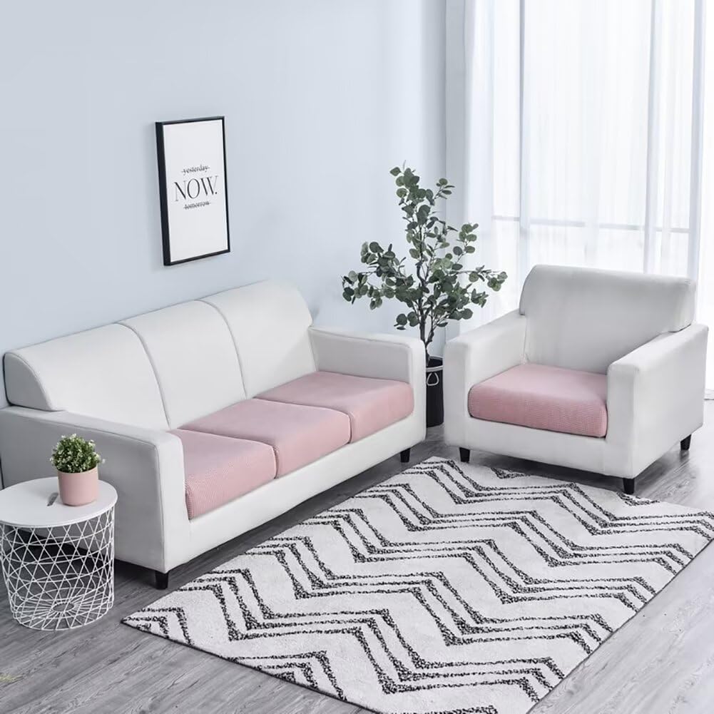 Thumbnail 6 de Edumov Velvet Stretch Sofa Seat Cushion Covers (Large 1-Seater) – Non-Slip, Universal Fitted Slipcovers in Dark Grey