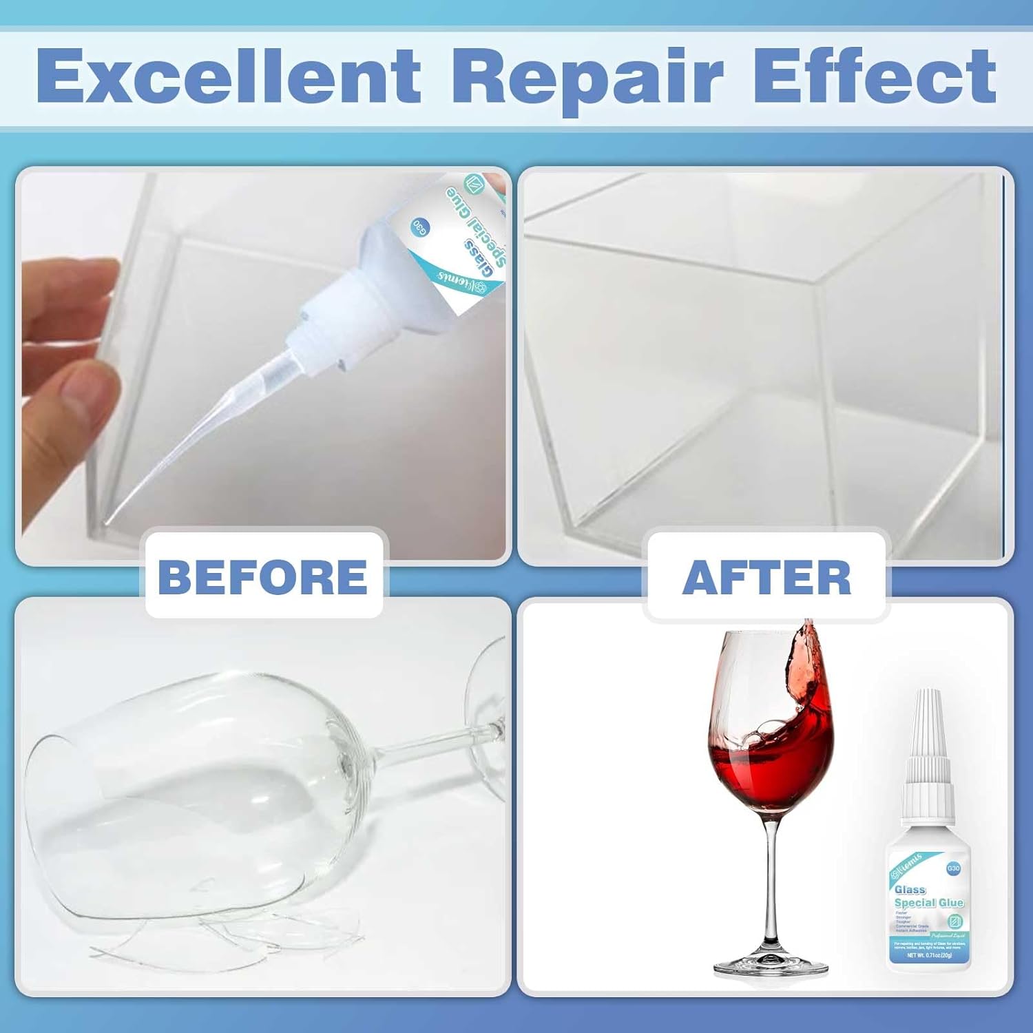 Thumbnail 6 de 20g Glass Glue – Instant Strong Adhesive for Glass, Acrylic & More (Clear)