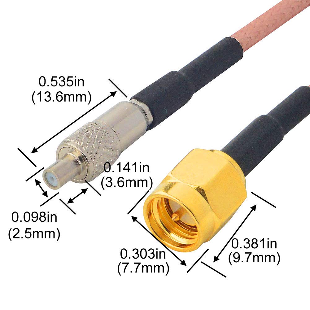 Detalle de Boobrie SMA Male to TS9 Female Adapter Cable (RG316, 15cm) – Low-loss antenna extension, 2-pack