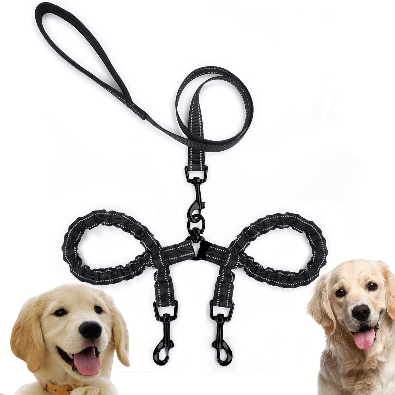 Detalle de Edipets Doppelleine für zwei Hunde, ausziehbar, 360° 🐕