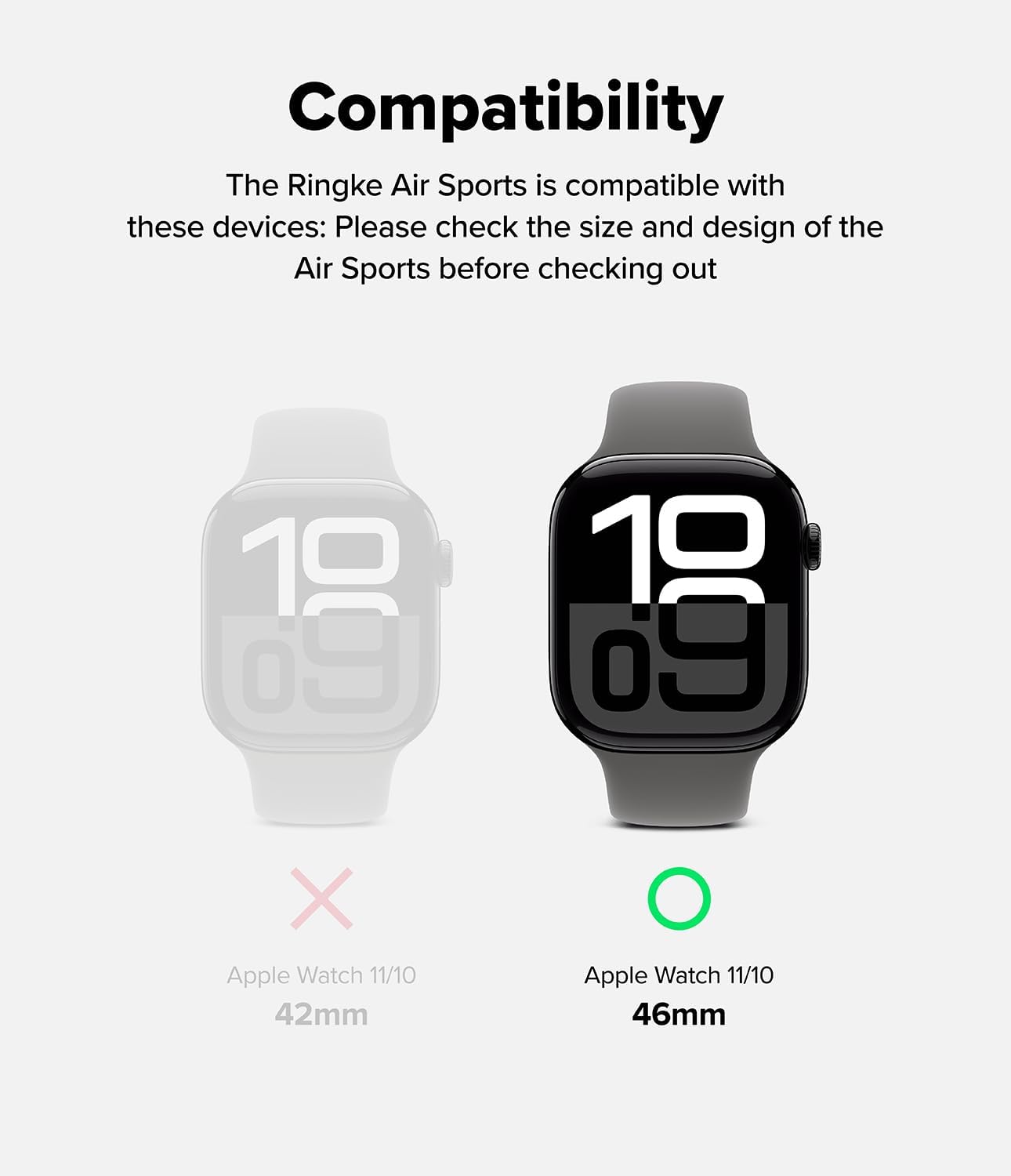 Detalle de Ringke Air Sports 46mm Case for Apple Watch Series 11/10 – Warm Grey, Slim, Lightweight TPU