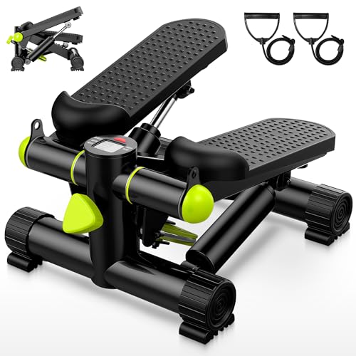 JUPPLIES Mini Stepper con Bandas Elásticas: Entrenamiento en Casa con Resistencia Ajustable y Pantalla LCD