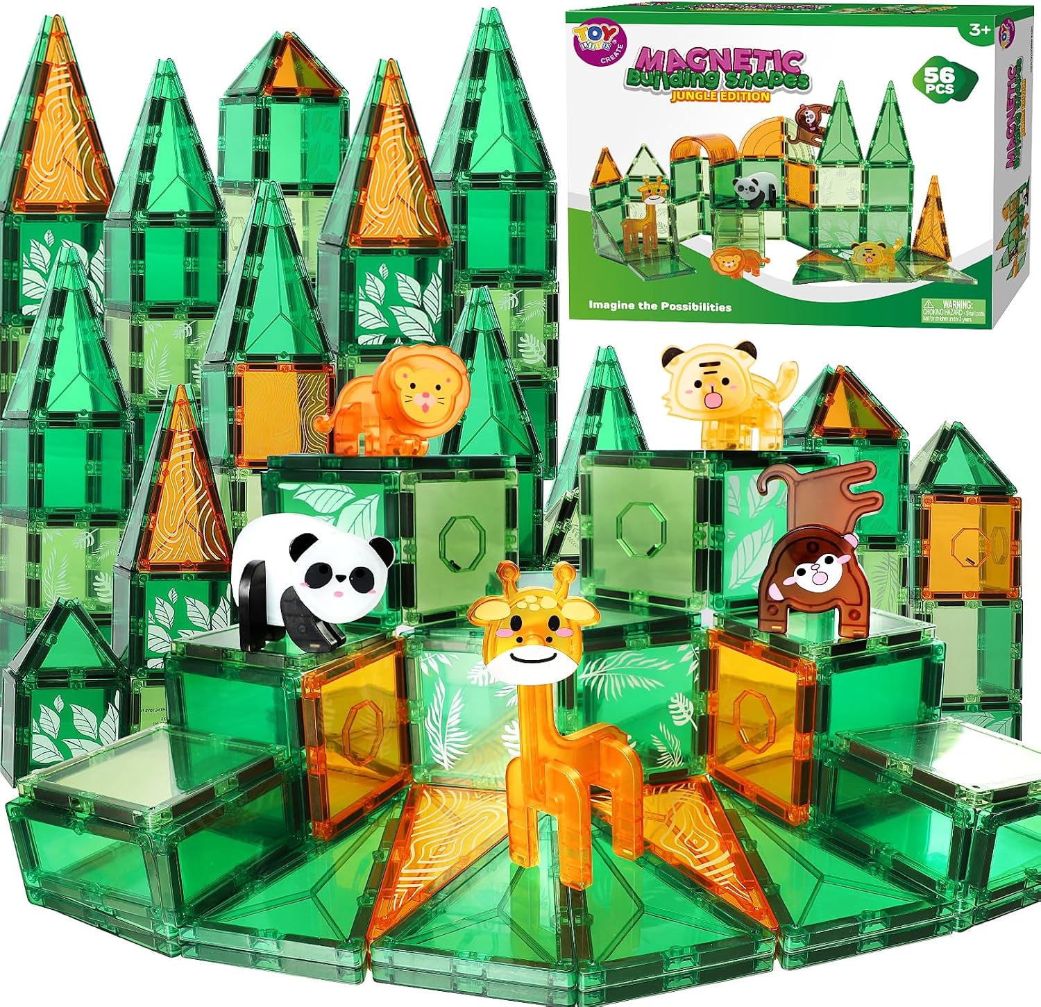 Detalle de TOY Life Magnetic Tile Set, 56 Pieces
