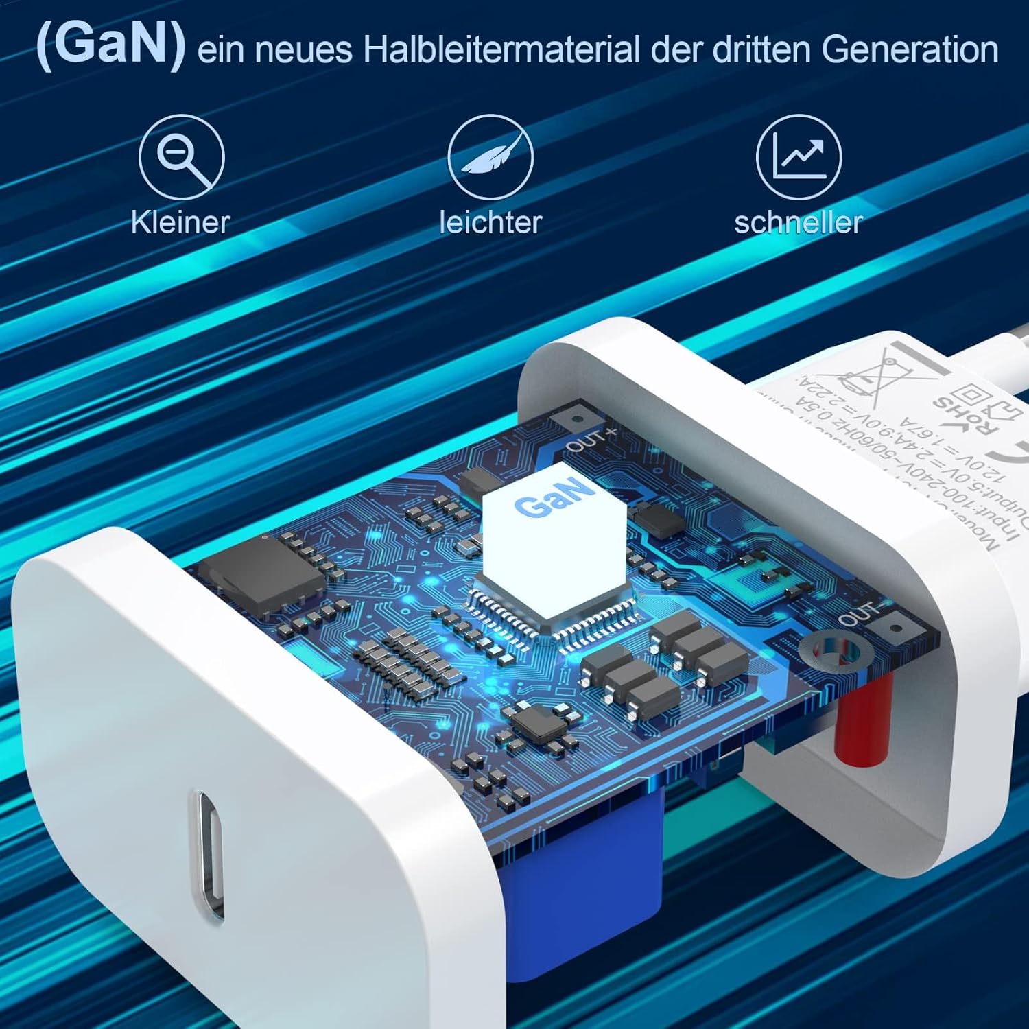 Detalle de 25W USB-C Adapter, 3er Pack für iPhone 16, 15, 14, 13, 12 – PD 3.0