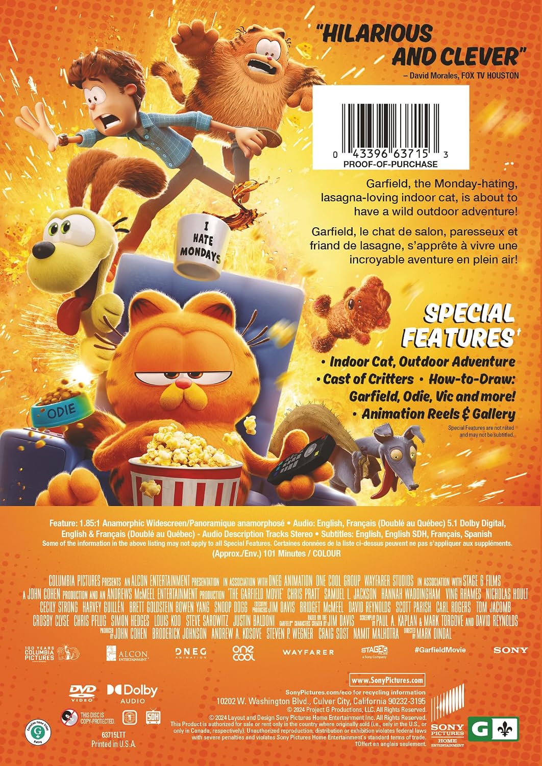 Detalle 2 de The Garfield Movie Bilingual DVD, 1 hour 41 minutes, PG