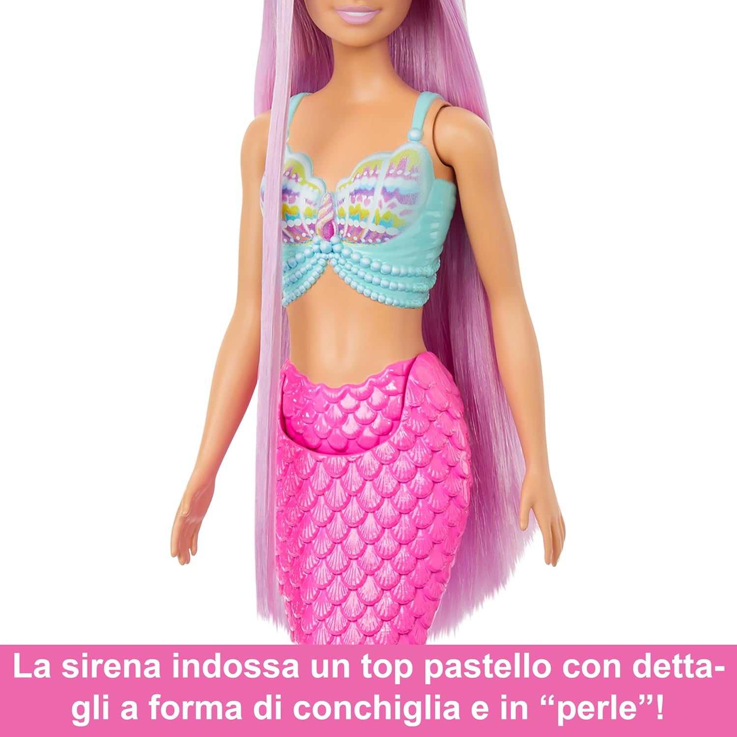 Detalle 2 de Barbie Sirena Capelli Fantasia – bambola con capelli extra lunghi e accessori per lo styling (HRR00)