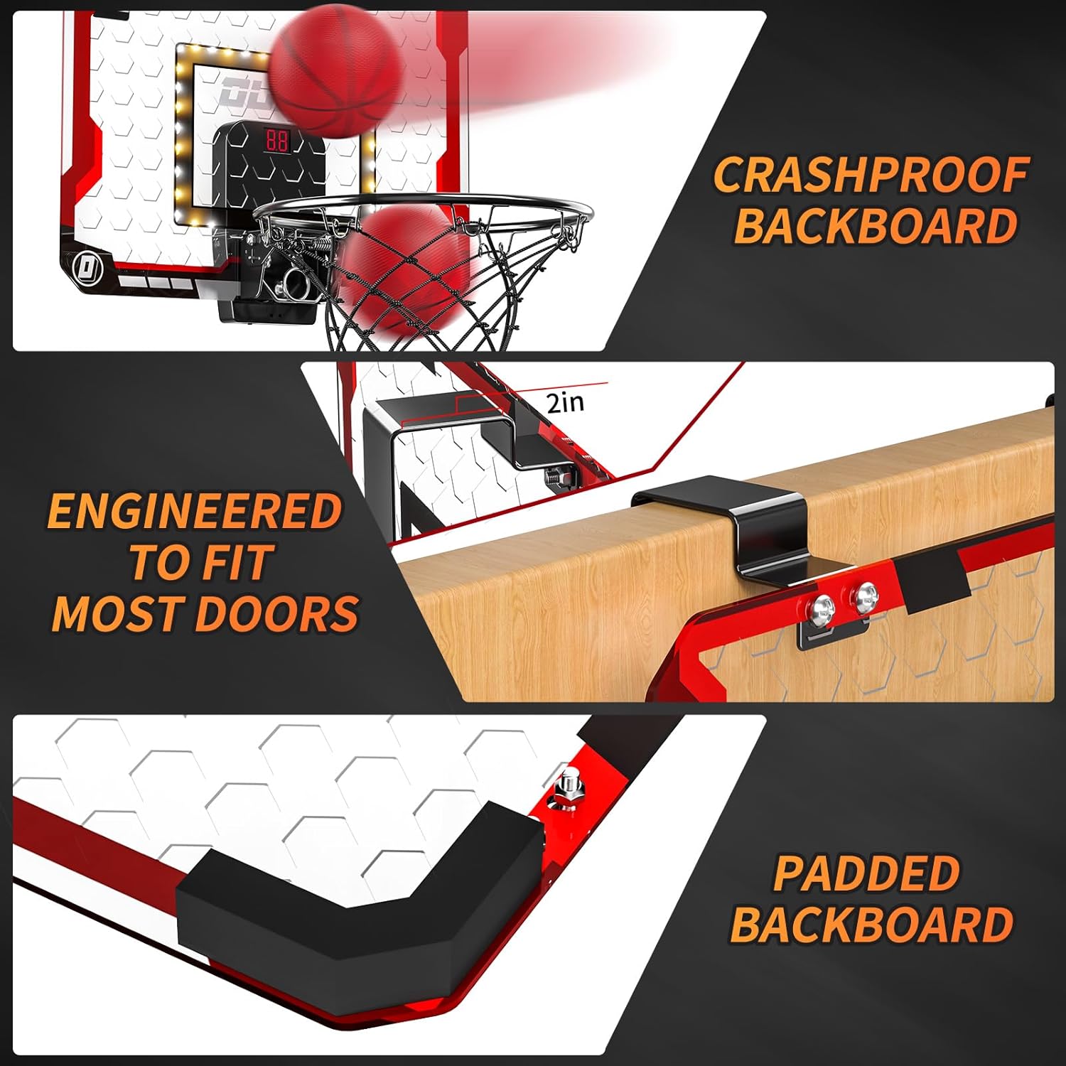 Detalle de TEMI mini basketball hoop indoor, 4 balls