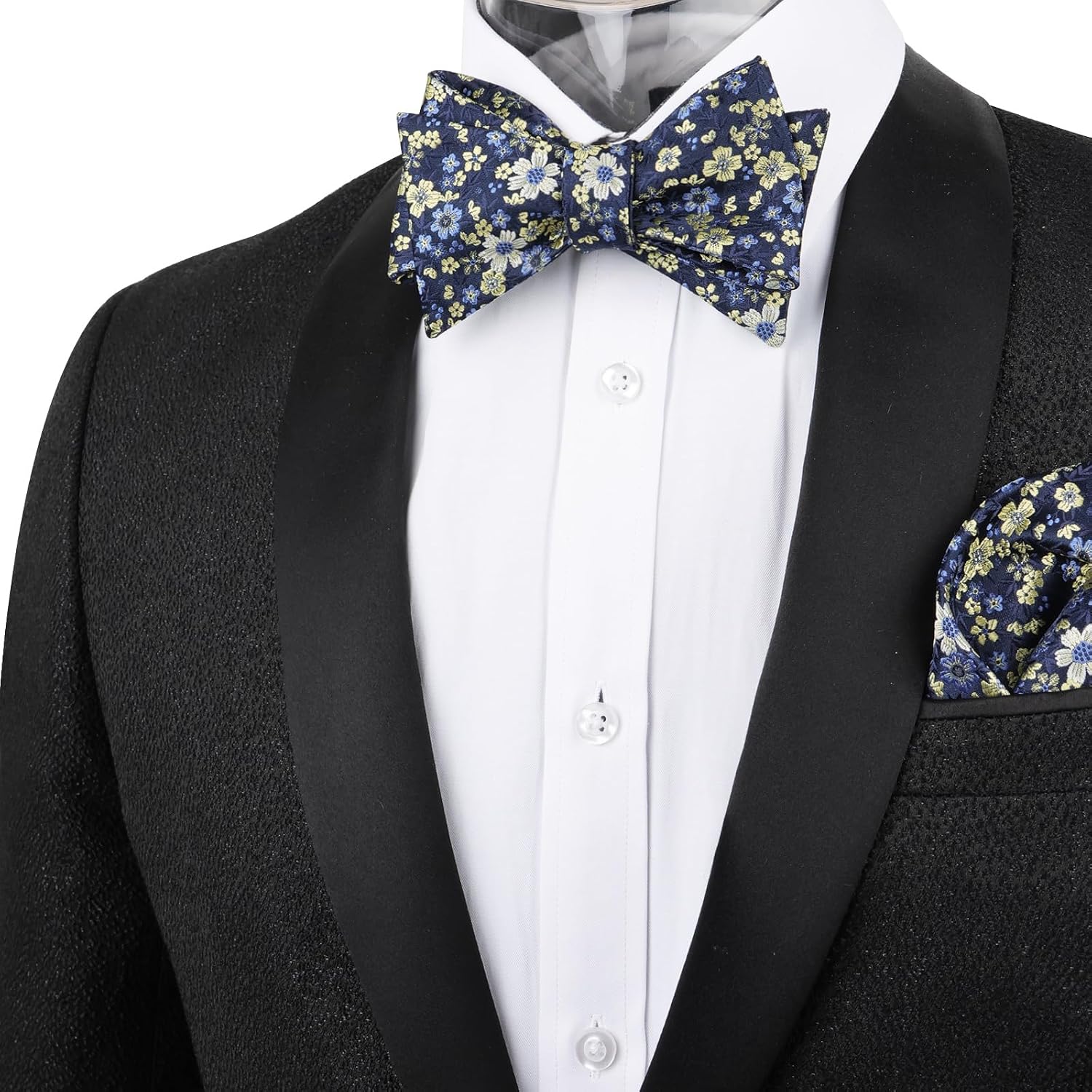 Thumbnail 1 de Alizeal Men's Self-Tied Floral Classic Bow Tie & Pocket Square Set