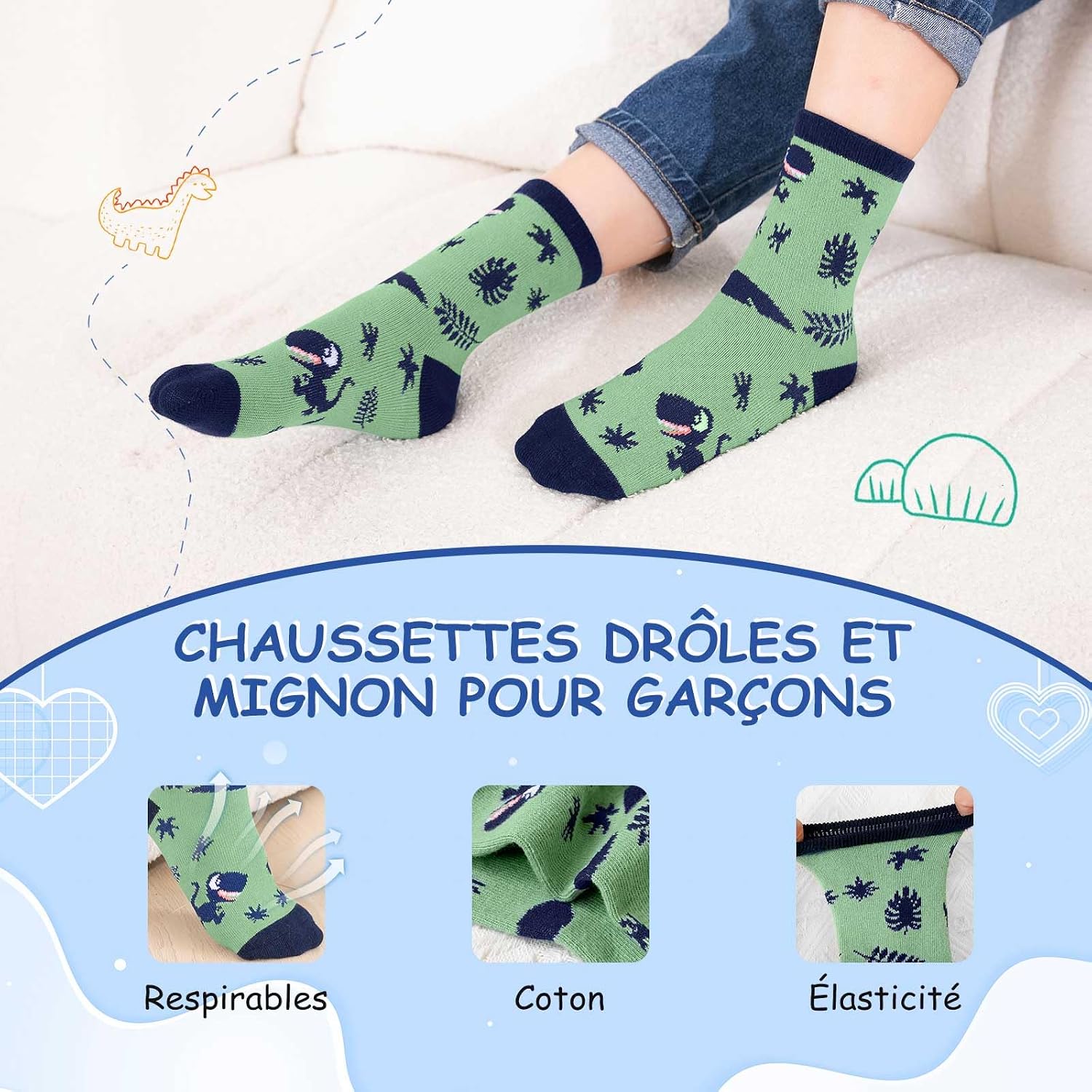 Thumbnail 4 de LOFIR Chaussettes en coton pour garçons 5 paires