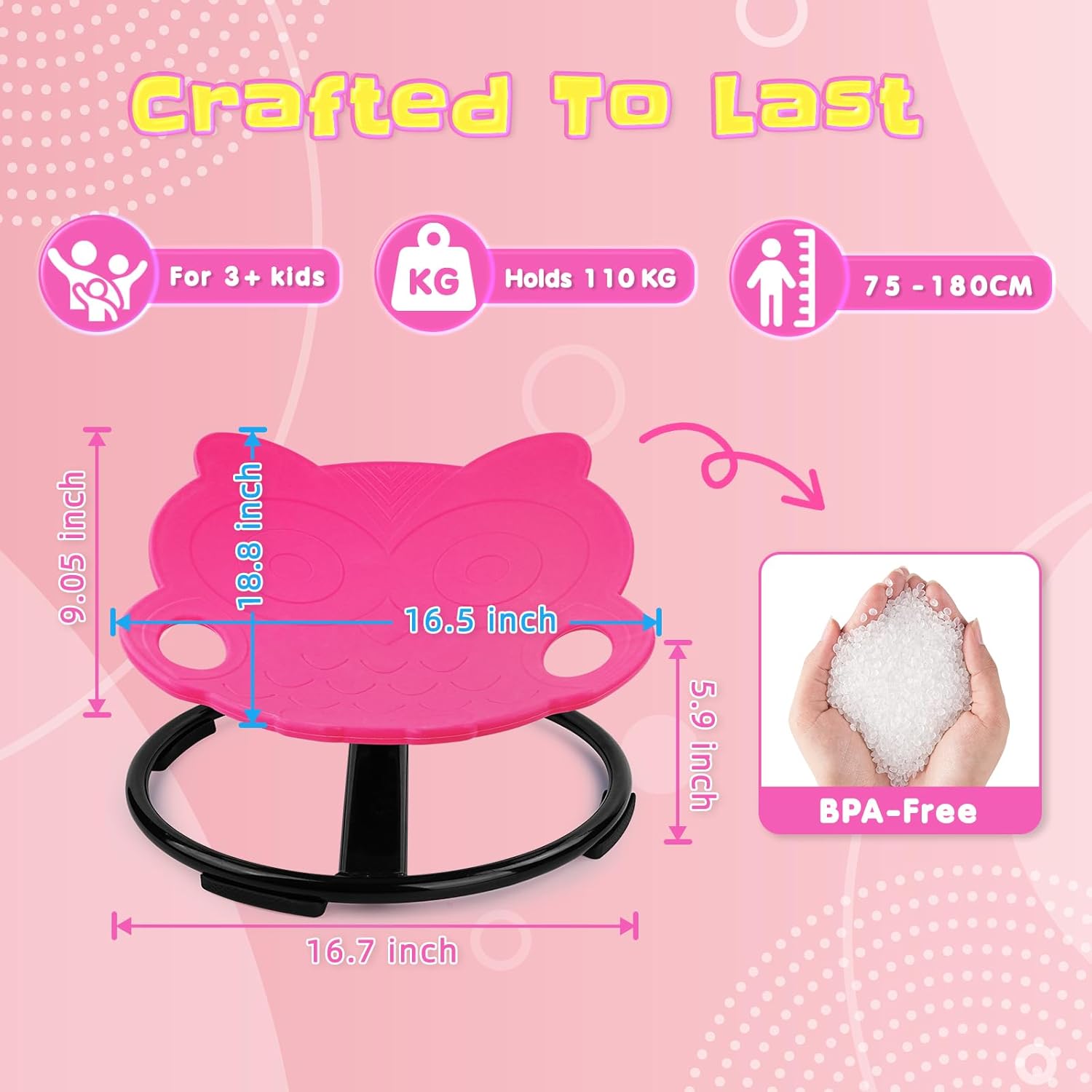 Detalle 2 de OLUPP Spinning Chair for Autistic Kids – Rose Red Owl Swivel Sensory Toy