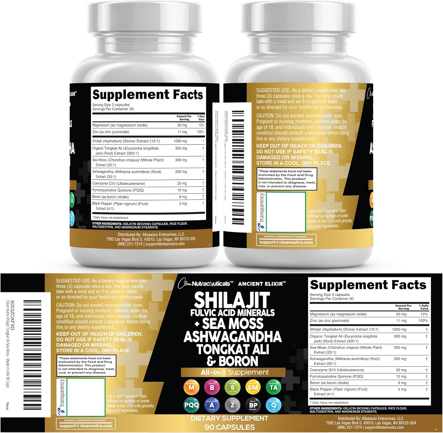 Thumbnail 6 de Clean Nutraceuticals Shilajit Supplement Capsules with Sea Moss, Tongkat Ali & CoQ10