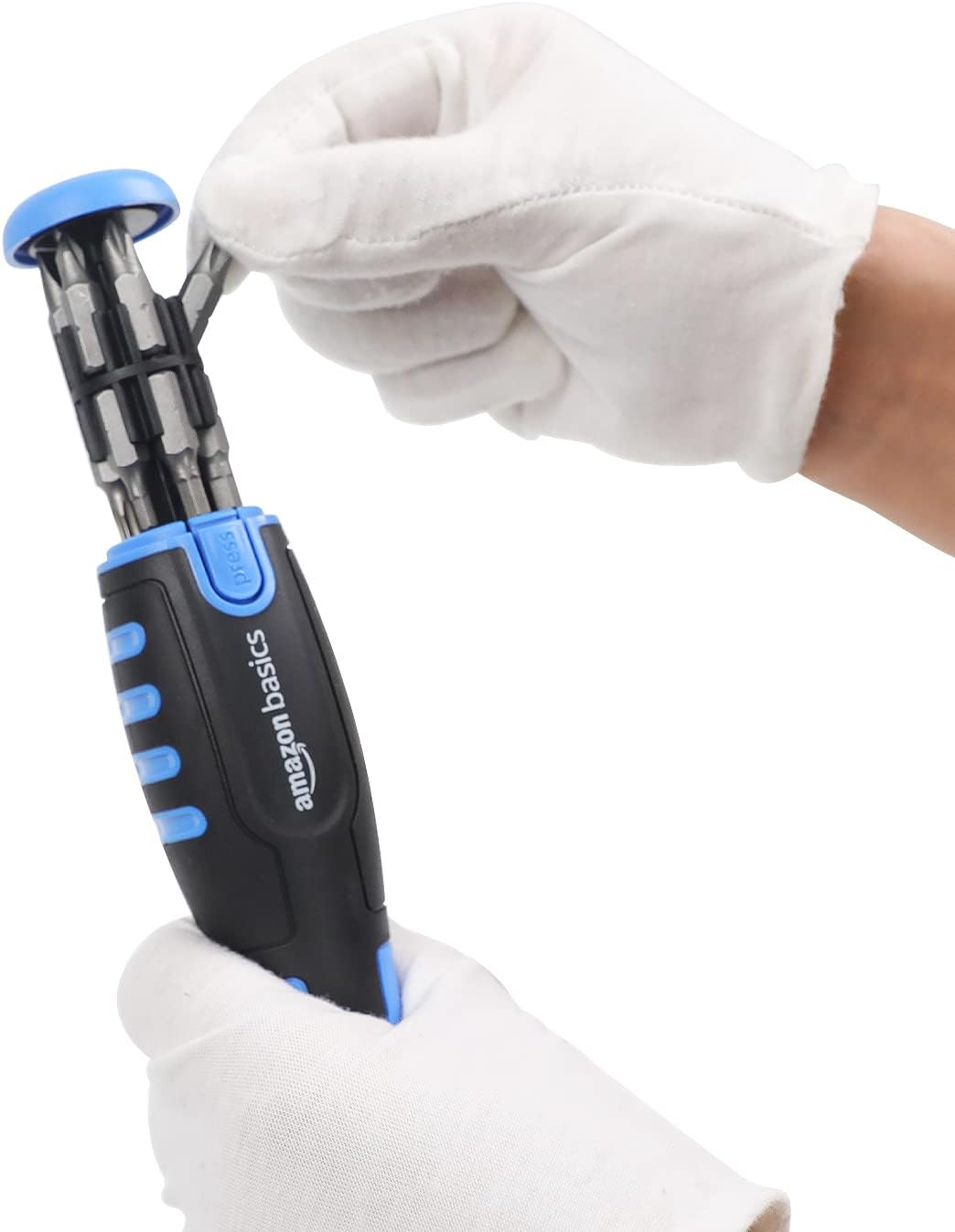 Detalle de Set cacciavite magnetico a cricchetto 12 in 1 in blu, Amazon Basics