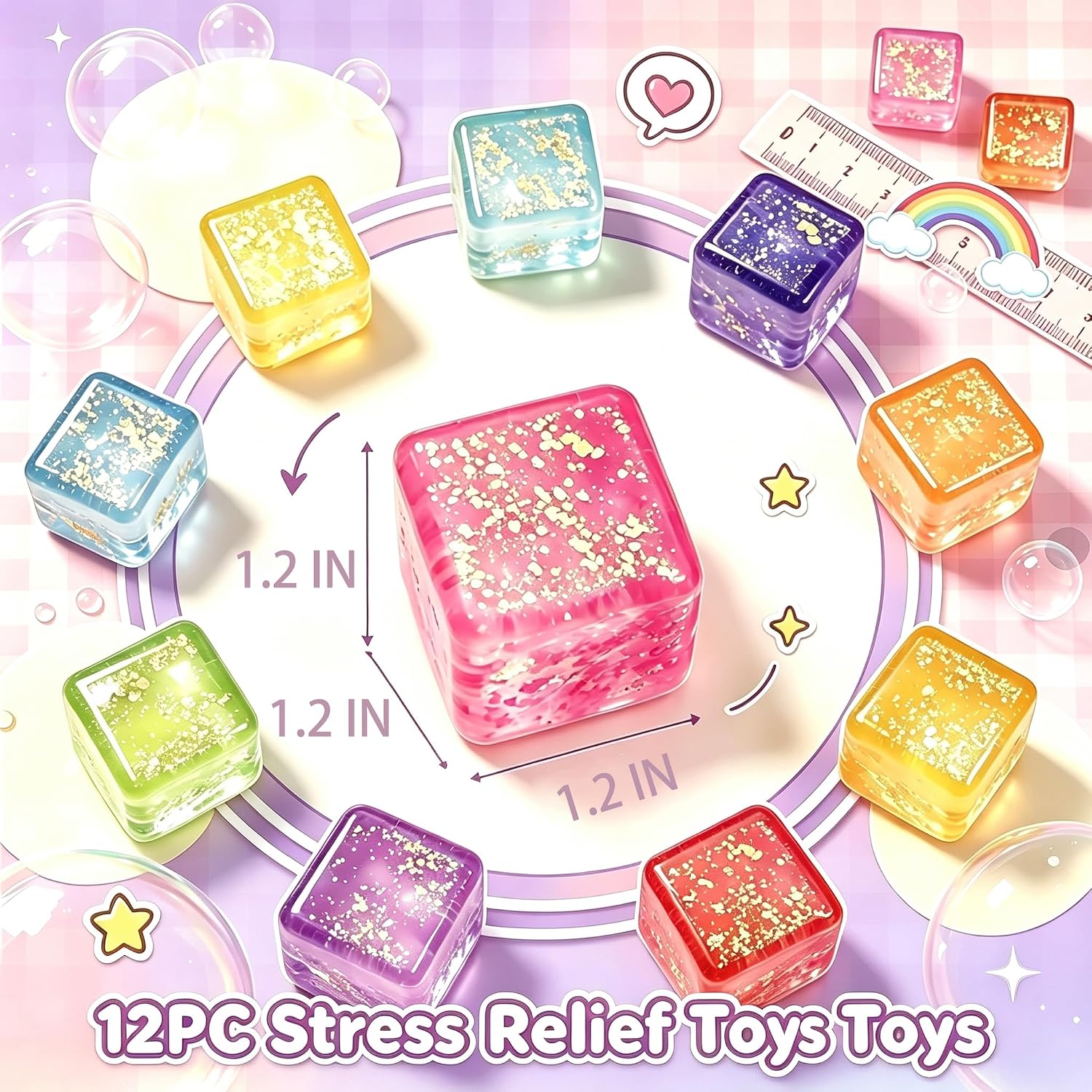 Detalle 2 de Glitter Cube Fidget Toys, 12-Pack