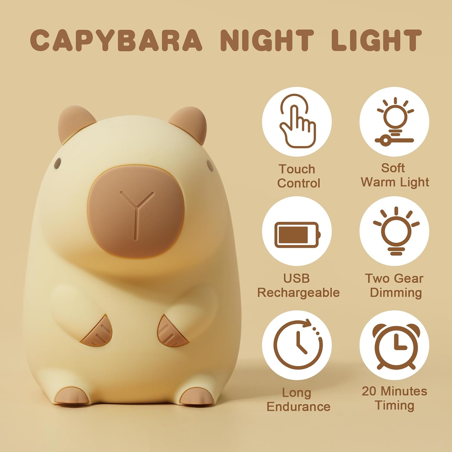 Thumbnail 2 de URAQT Capybara Nachtlicht