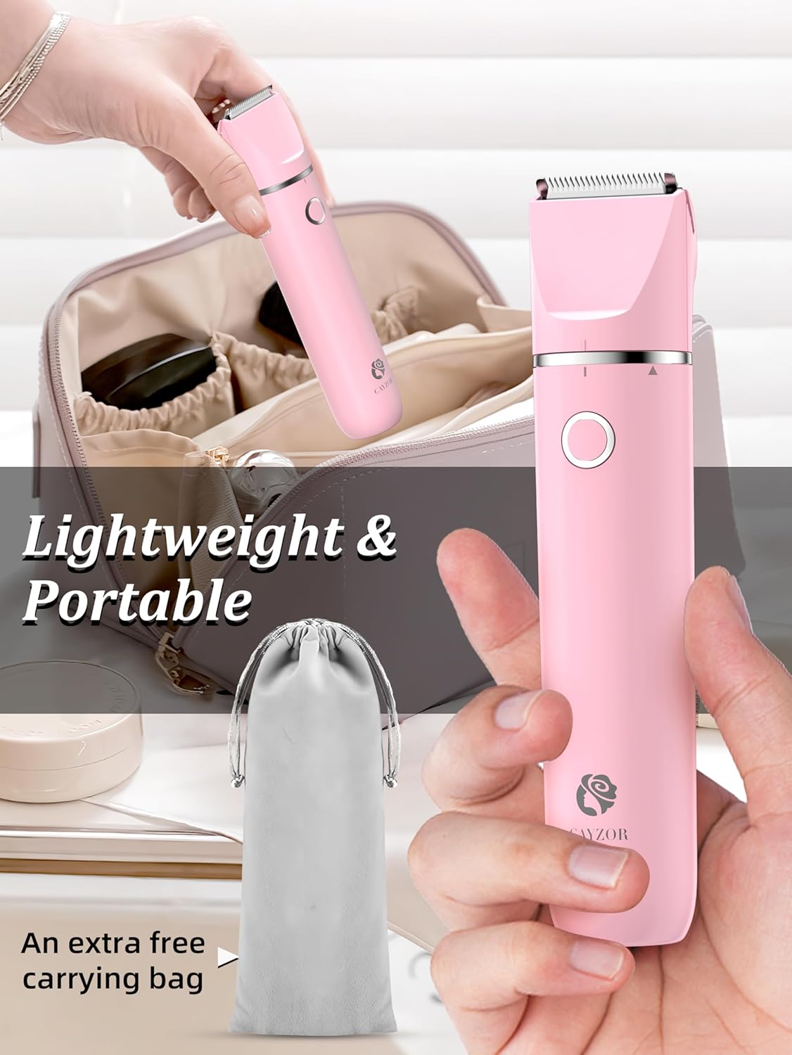 Detalle de Cayzor Intimrasierer für Frauen – 2 in 1 Nass/Trocken, IPX7, kabellos