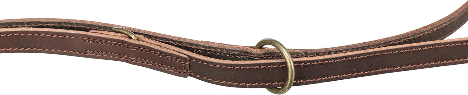 Detalle de Trixie 19003 Rustic – Guinzaglio in Pelle Grassa Marrone Scuro, 2,00 m x 25 mm (L‑XL) con ganci Trigger Snap regolabili