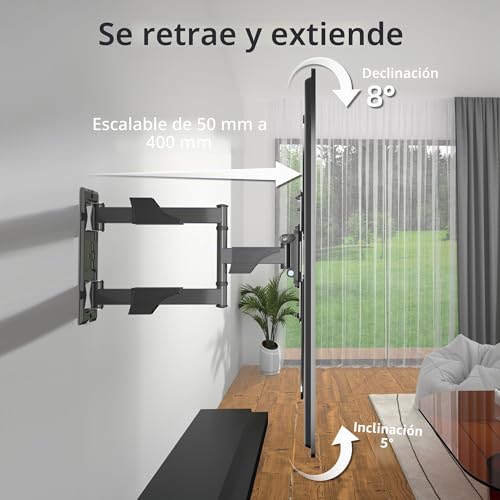 Detalle de XINLEI Soporte TV Pared para 26-55" con Articulación y Rotación (MAP3): Inclinable, Giratorio y de Bajo Perfil
