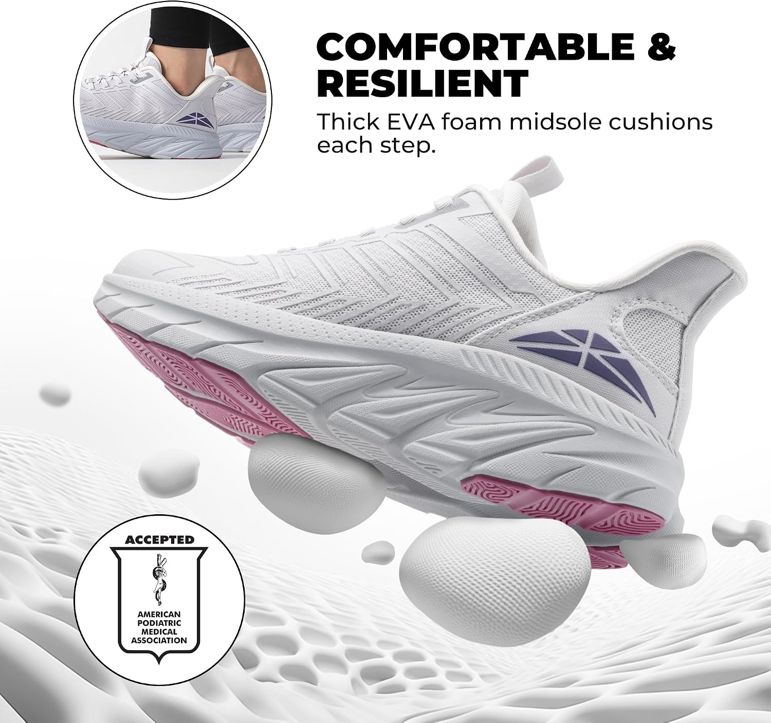 Detalle de ALLSWIFIT Slip-On Athletic Sneakers for Women: Breathable, Non-Slip Training & Walking Shoes