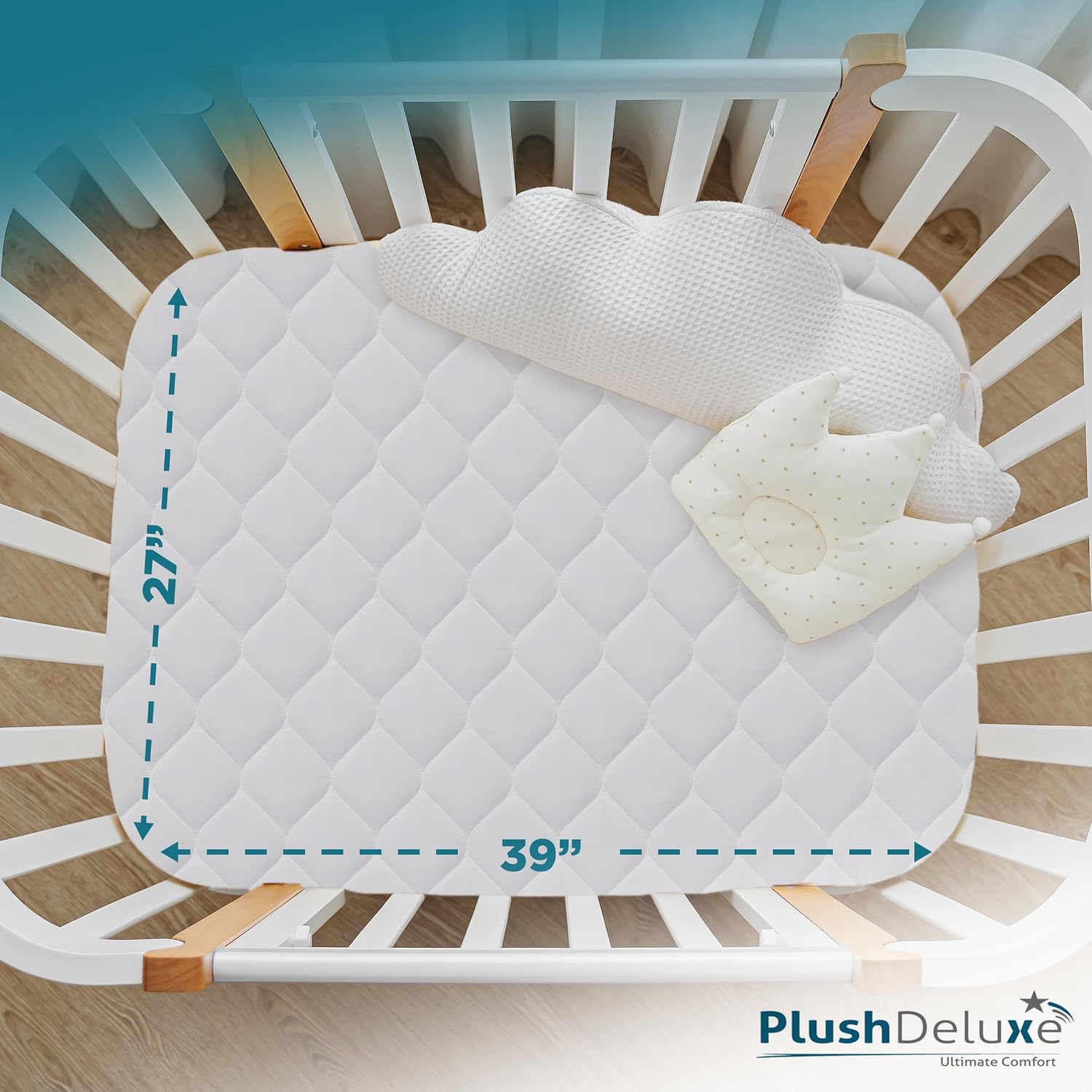 Detalle 2 de PlushDeluxe 4729 Pack and Play Mattress Protector, Waterproof, 39" x 27