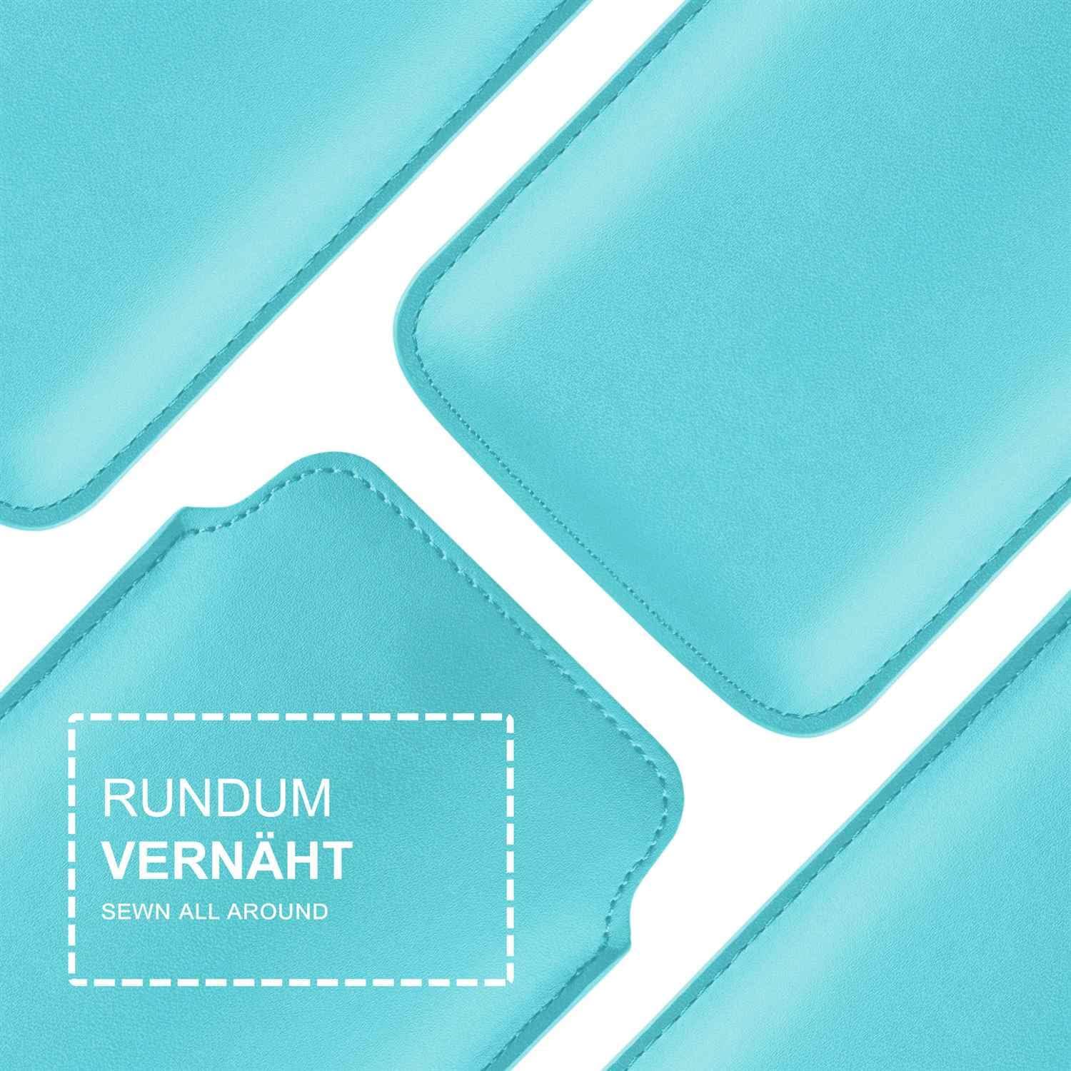 Detalle de MoEx Slide Case en cuir végétalien — Étui 360° pour iPhone 7 Plus / 8 Plus, Aqua-Cyan