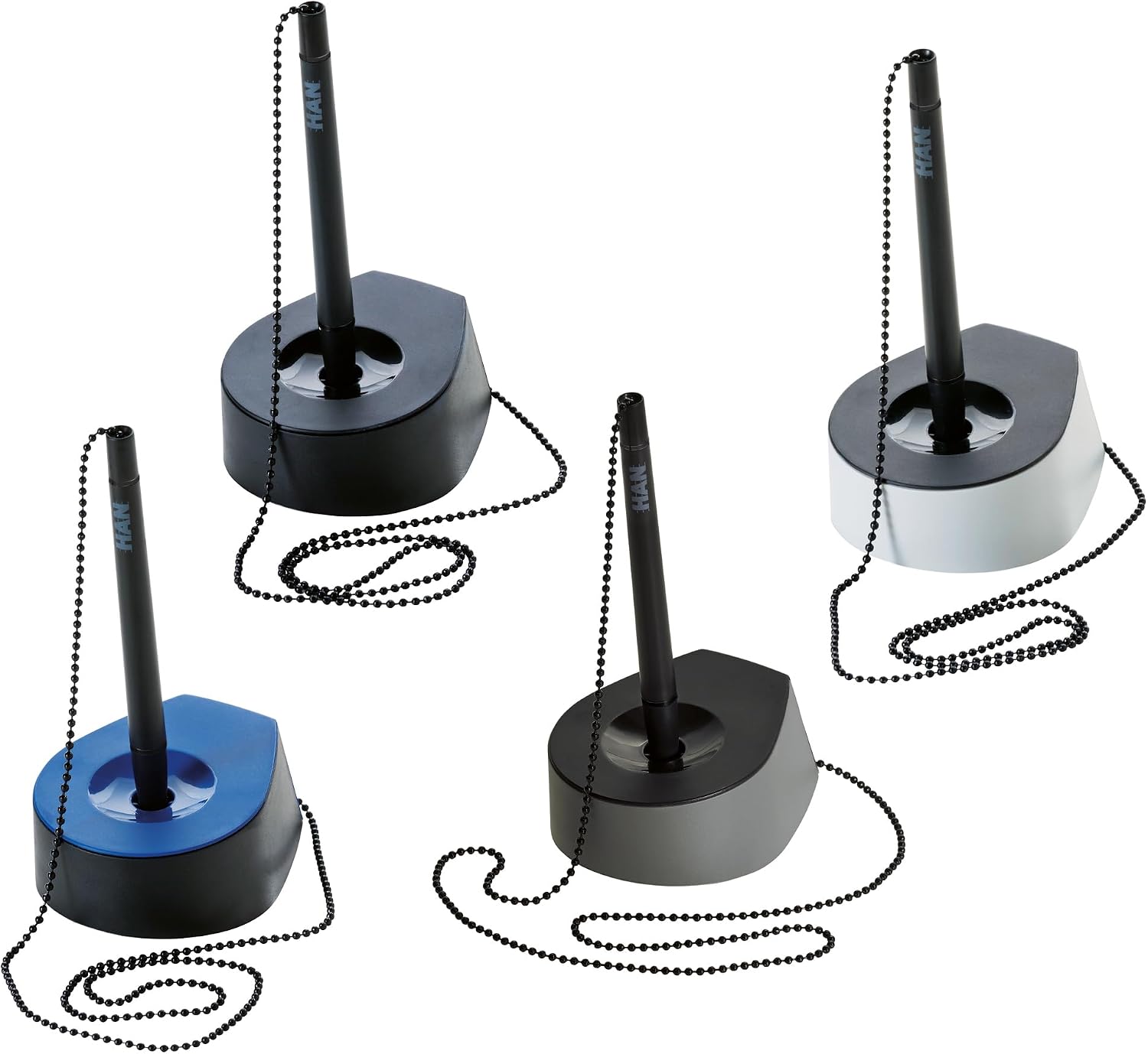 Thumbnail 1 de HAN 1770-34: Supporto per penna a sfera modello Salsa in polistirene, Nero/Blu con catena