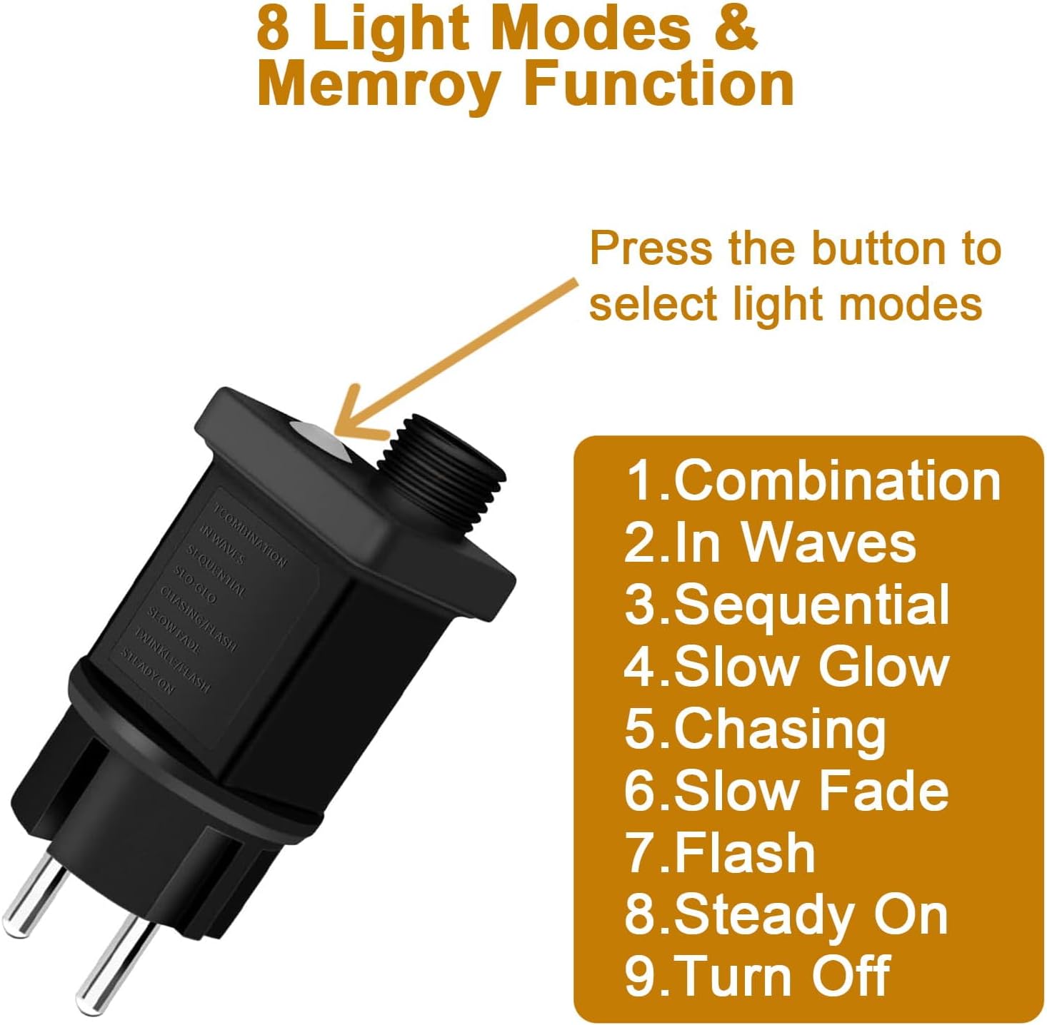 Detalle 2 de yowin Compacte adapter voor kerstverlichting, 31 V, timer en 8 lichtstanden