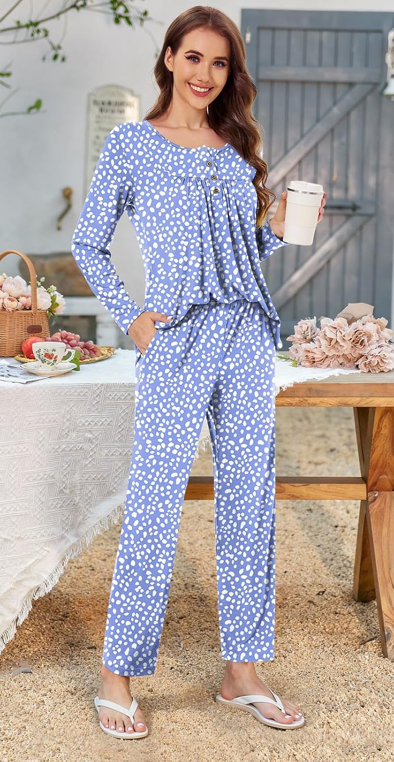 Detalle de Bestbee Women's Pajama Set 2‑Piece, Long Sleeve & Pants