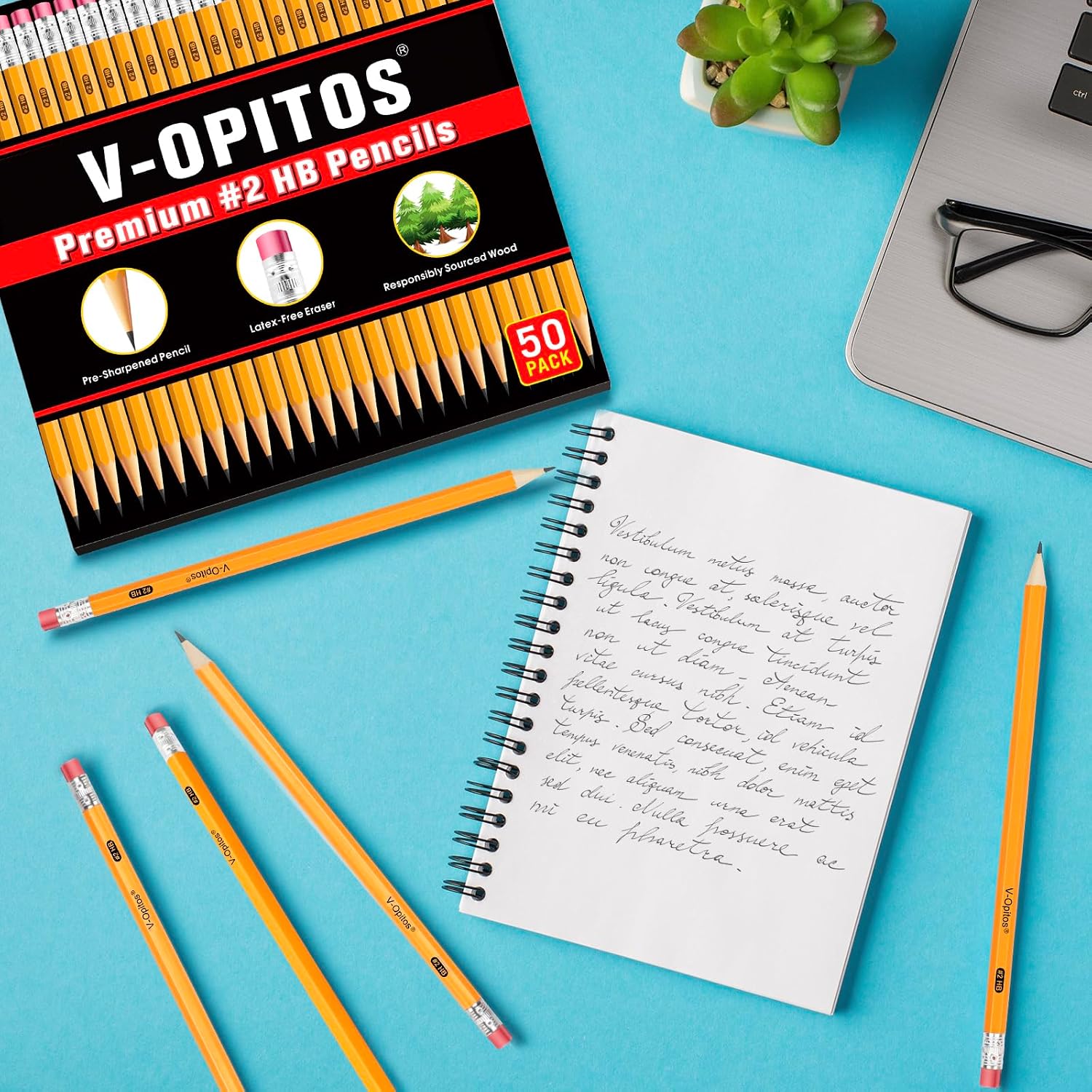 Detalle de V-Opitos Wood-Cased #2 HB Pencils