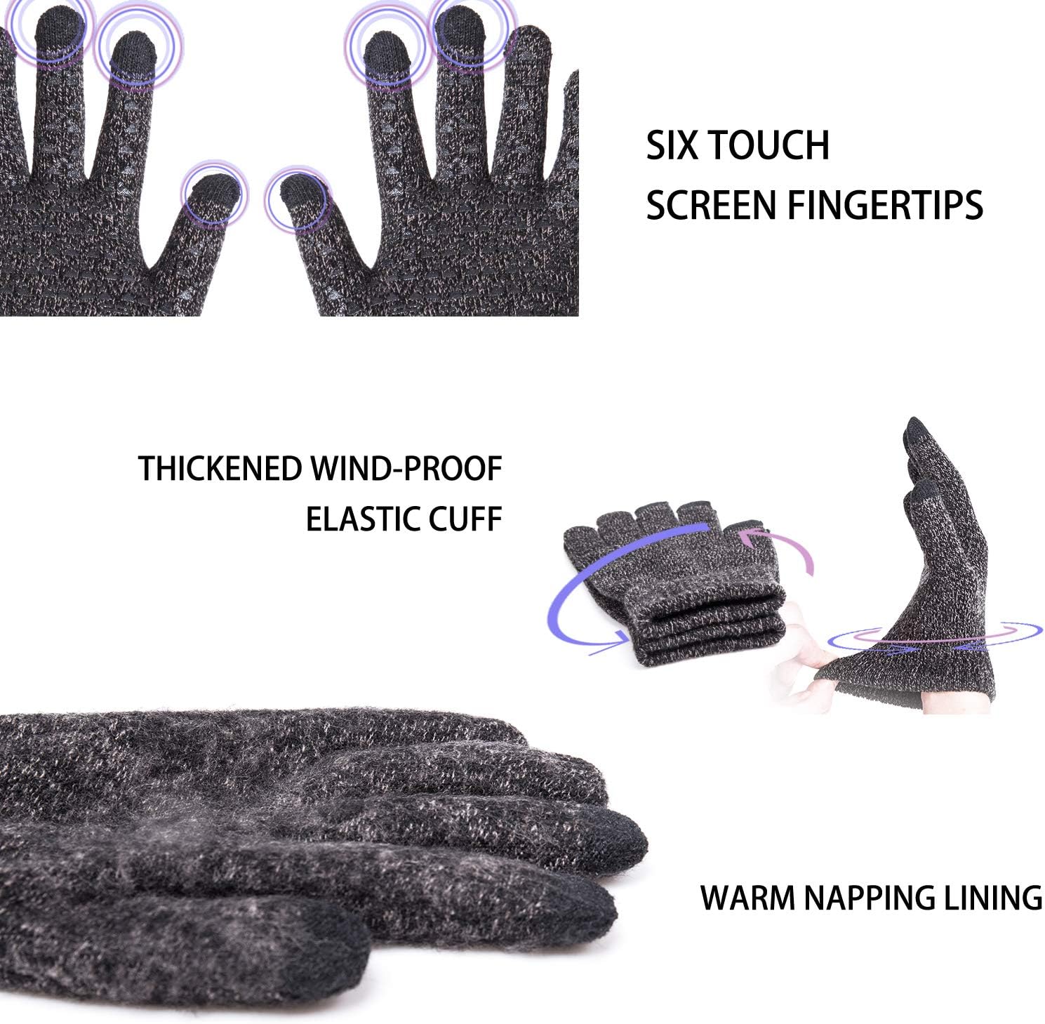 Thumbnail 2 de TRENDOUX Winter Gloves touchscreen thermal gloves