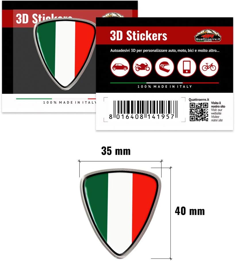Detalle 2 de Quattroerre 14295 Sticker Adesivo 3D Scudetto Italia – rilievo in resina poliuretanica