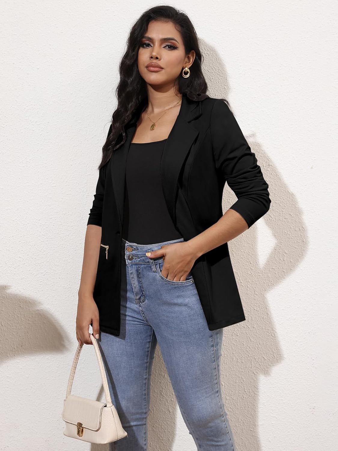 Detalle de Genhoo Blazer Open Front Long Sleeve