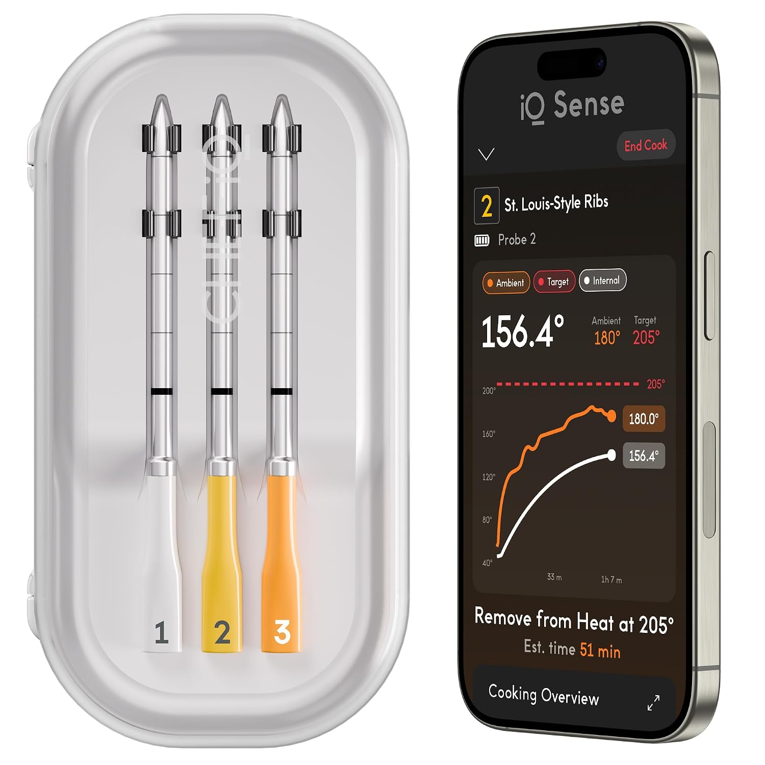 Detalle de CHEF iQ CQ60-3C-Z3-E-CA iQ Sense Wireless Meat Thermometer, 3 Probes