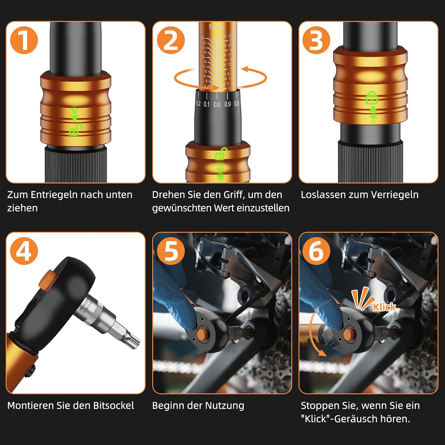 Thumbnail 6 de Drehmomentschlüssel Fahrrad 1/4 Zoll – ss shovan, 3–25 Nm, 72 Zähne, 33‑teiliges Set inkl. Verlängerungen und Adapter