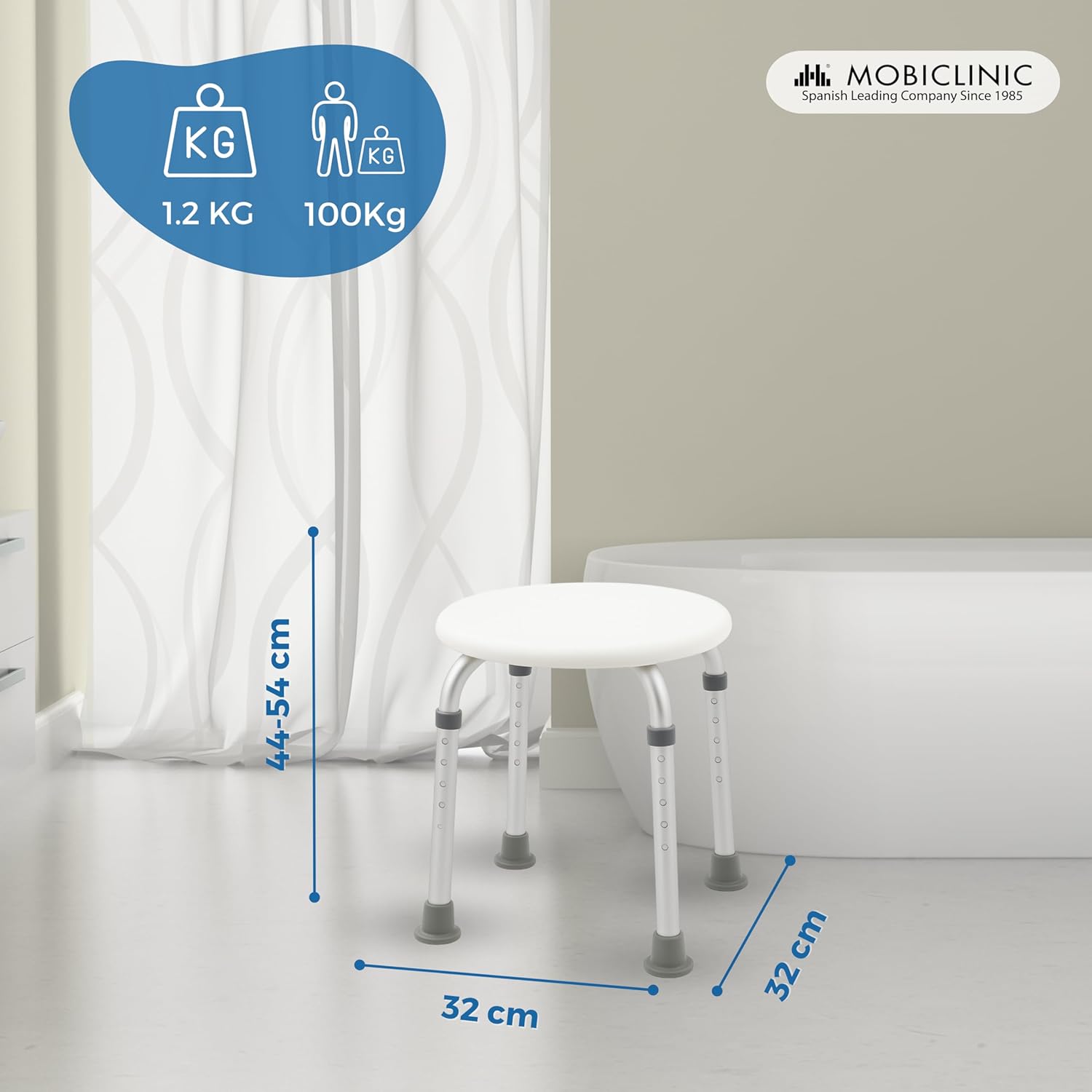 Thumbnail 1 de Mobiclinic Taburete de baño regulable 100kg