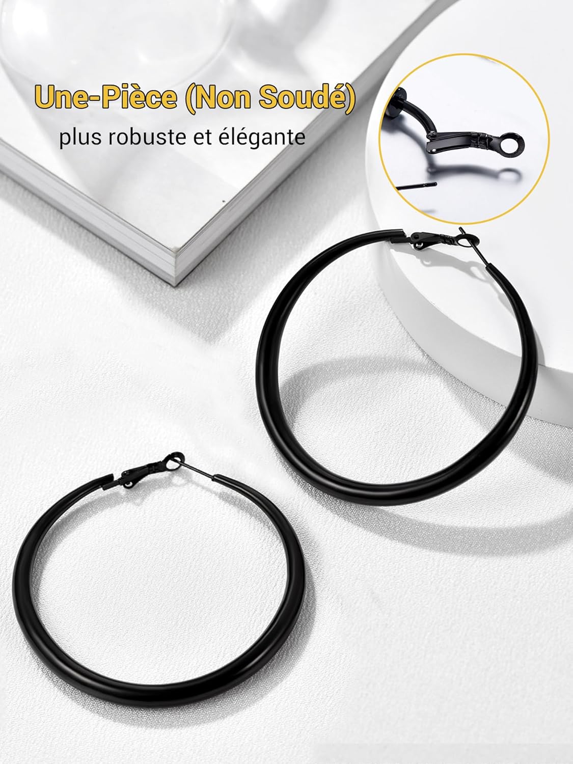 Thumbnail 3 de PROSTEEL Créoles femme en acier inoxydable 316L (40 mm/60 mm/80 mm) – anneaux type hoop