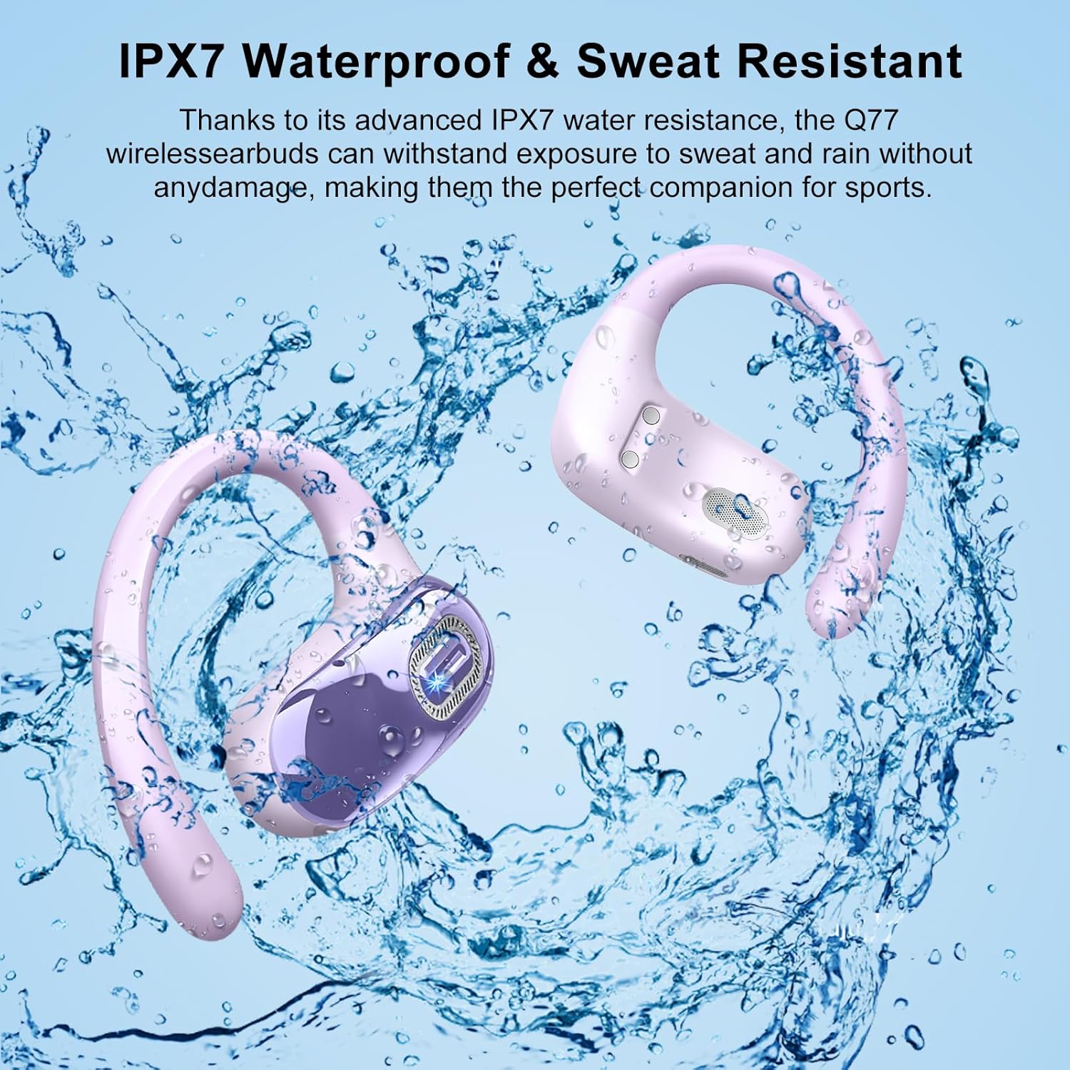 Detalle 2 de Cuffie Open Ear Bluetooth Sport 5.4 – 50 Ore, IPX7, Comfort e Controllo Tattile