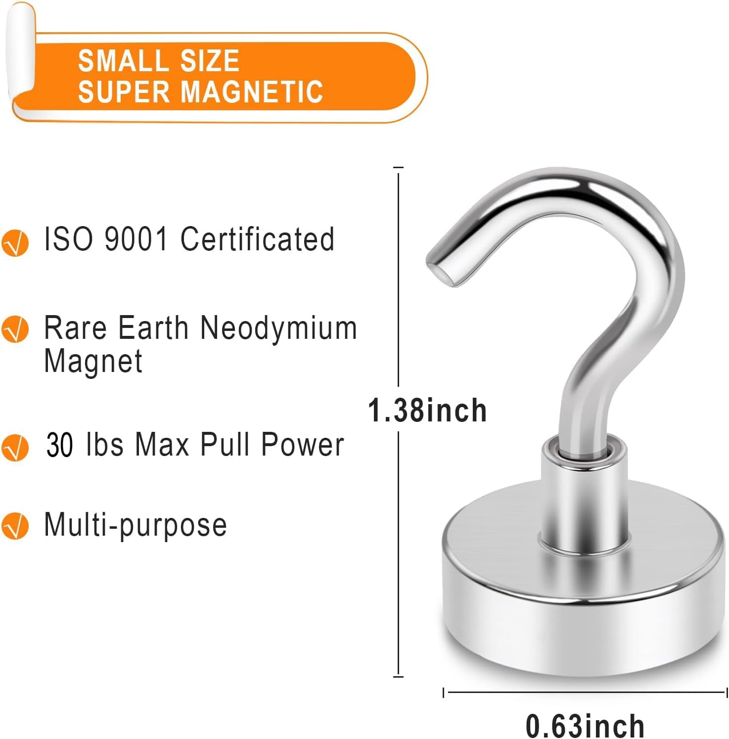 Thumbnail 3 de MIKEDE Magnetic Hooks, 10-Piece Neodymium Set, Rust-Resistant Steel