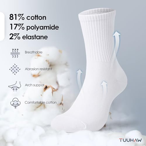 Thumbnail 1 de TUUHAW Chaussettes Homme 43-46 Blanche – Chaussettes de Tennis en Coton