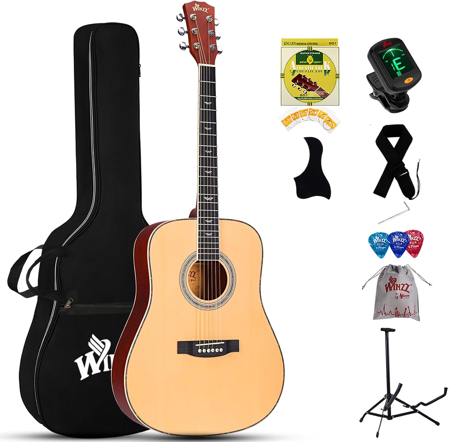 Thumbnail 6 de Winzz Akustikgitarren 4/4 Blau – 41 Zoll für Anfänger inklusive Komplett-Set