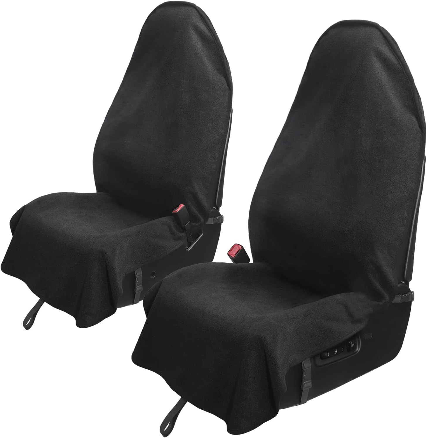 Detalle de Leader Accessories 2pcs Waterproof Towel Front Seat Covers – Black Non-Slip Interior Protector for Cars
