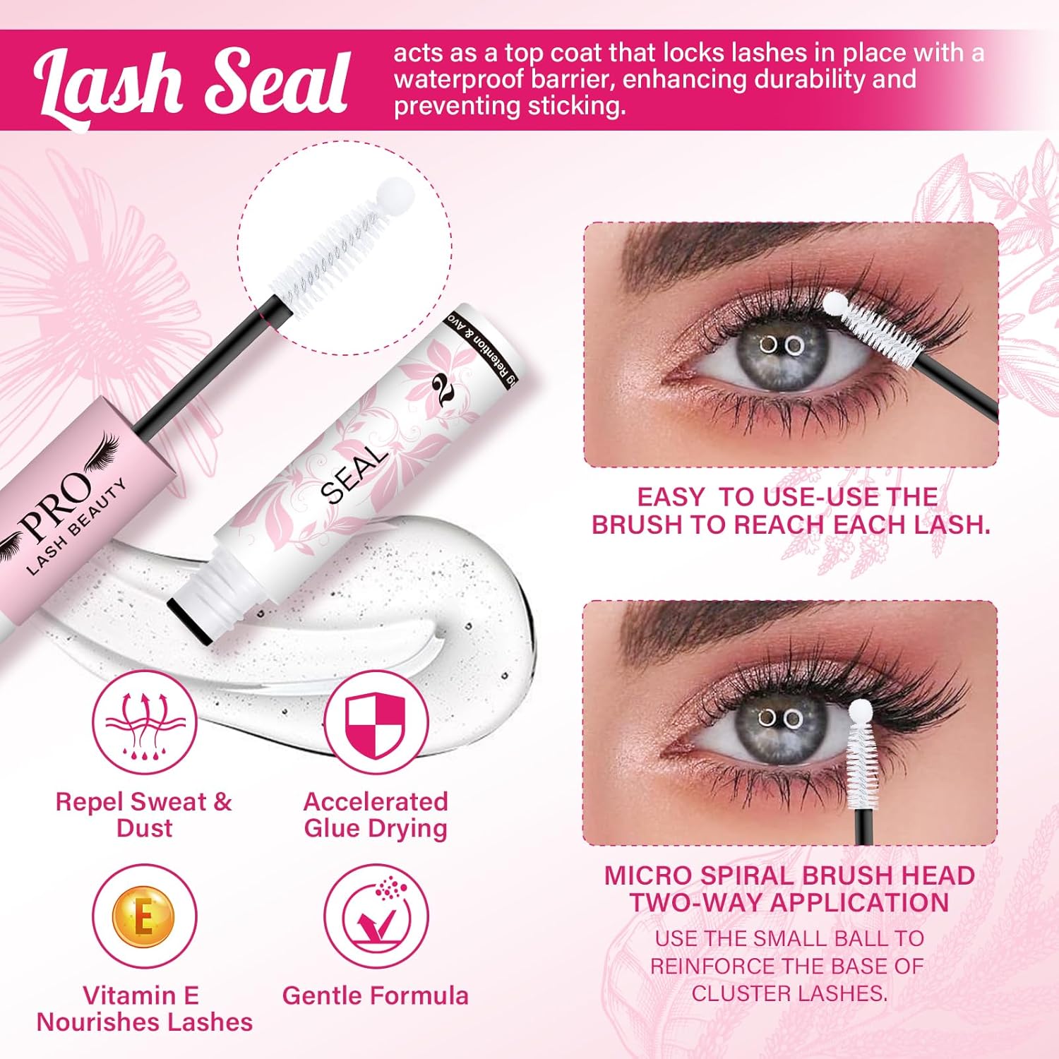 Detalle 2 de PROLASHBEAUTY Lash Cluster Glue (Clear Bond & Clear Seal) 10ml